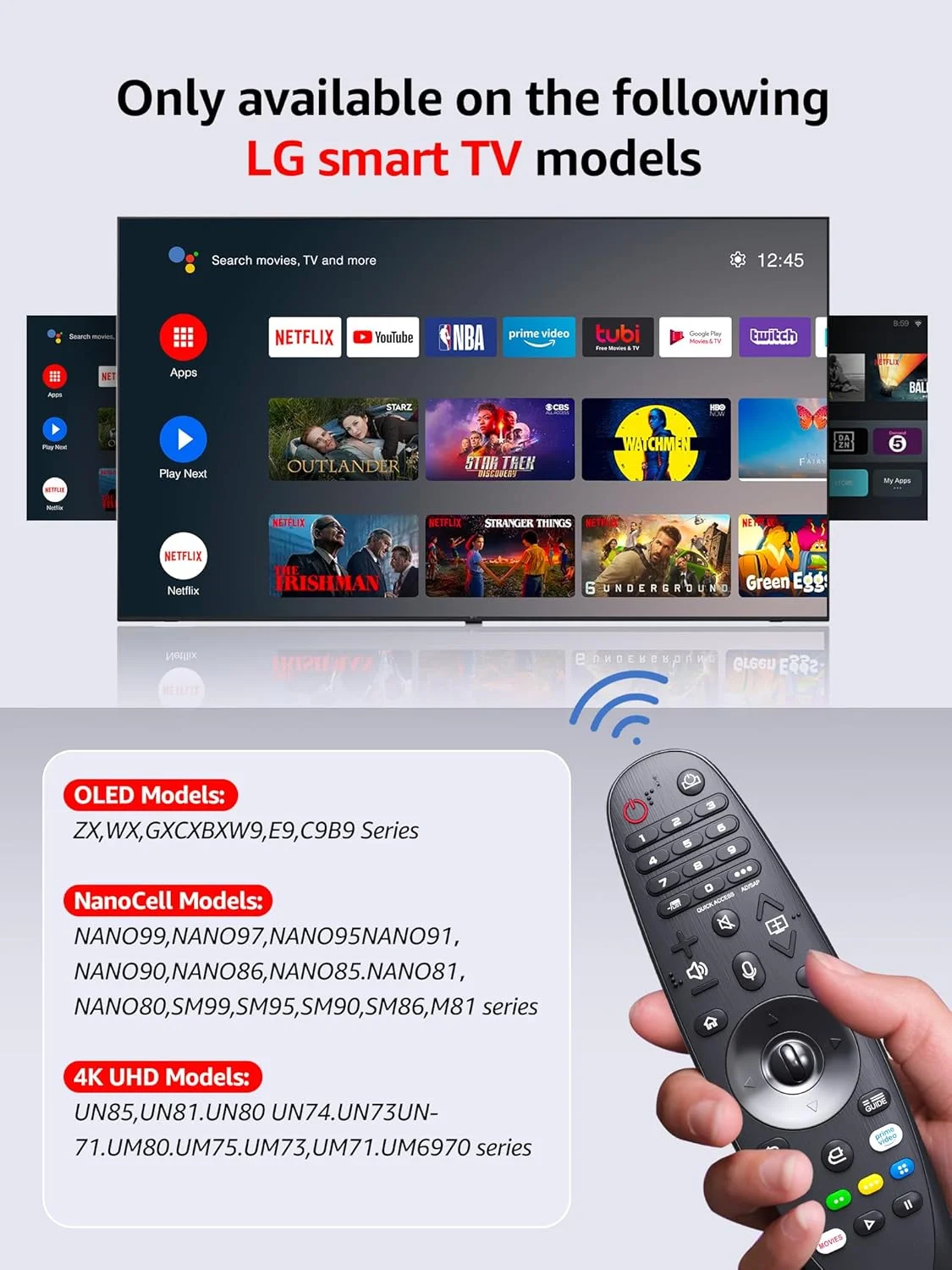 ریموت کنترل جادویی صوتی جایگزین WDZP AN-MR18BA برای تمام تلویزیون های هوشمند 4K UHD ال جی 2018 با دکمه های نتفلیکس و آمازون OLED65W8PUA OLED77W8PUA OLED43W8PUA OLED49W8PUA OLED50W8PUA OLED55W8PUA