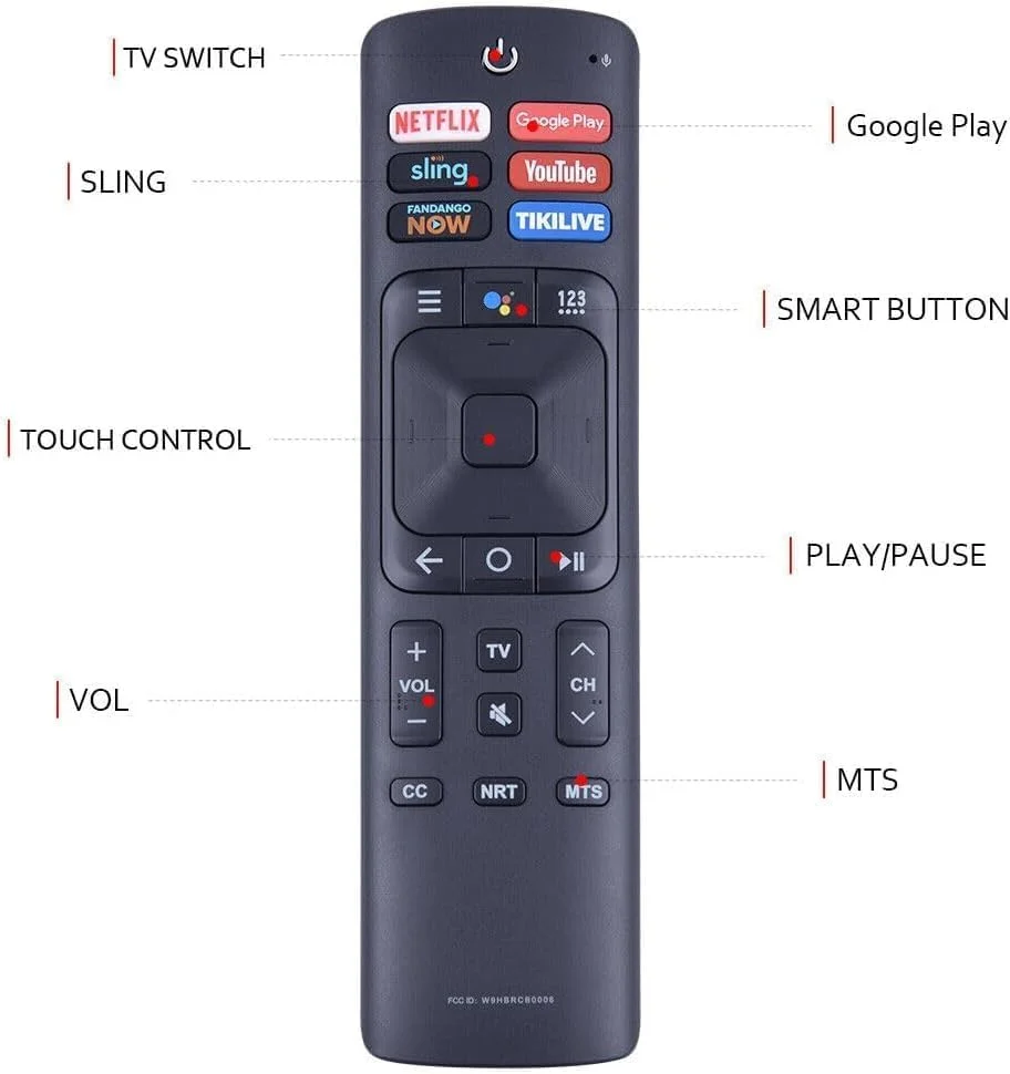 کنترل از راه دور مادون قرمز (بدون صدا) مدل WDZP ERF3I69H سازگار با تلویزیون های هوشمند 4K هایسنس مدل های 50RG 55RG 65RG 55H9100E 55Q8809 65H9100E، کنترل پشتیبان برای مدل های ERF3B69 ERF3A69S ERF3B69S ERF3I69H W9HBRCB0006