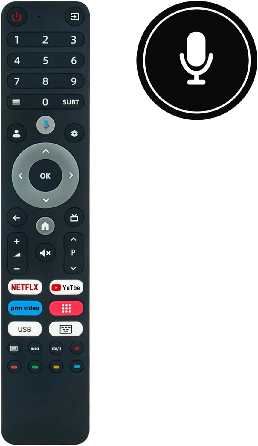 ریموت کنترل جایگزین VINABTY L32H7G با قابلیت صدا مناسب برای تلویزیون های BLAUPUNKT ChiQ QLED مدل های L32H7G L32H8CG L40H7G U43H7C U55QM8E U85QF8TG U50QM8E U43QM8G U75F8TG L40QH7G