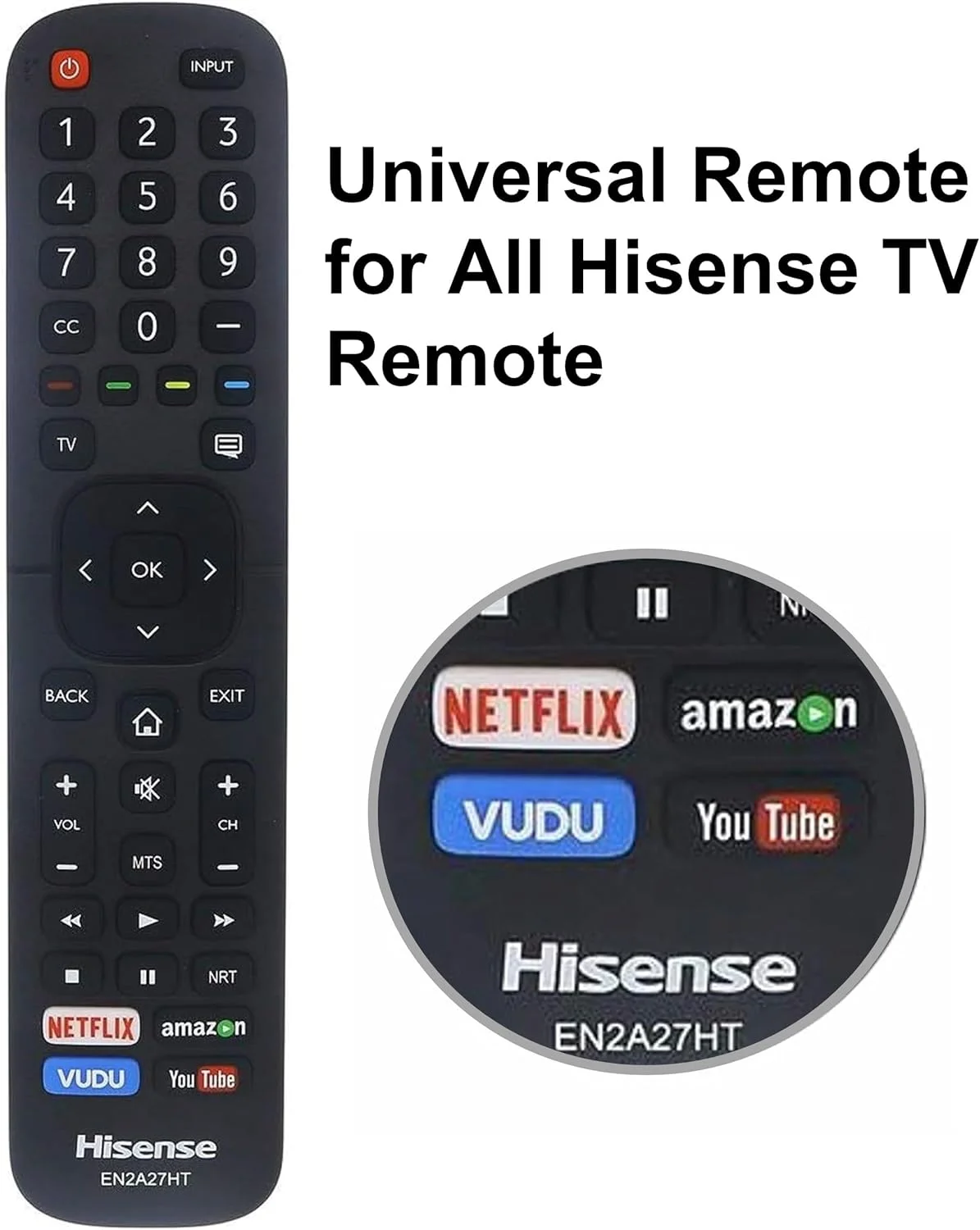 ریموت کنترل جایگزین USARMT مدل EN2A27HT مناسب تلویزیون های هوشمند 4K HDR هایسنس مدل های 40H5D 43H5D 43H6D 50DU6070 50H5D 50H6D 55DU6070 55H6D 60DU6070 65H6D - عرضه انحصاری توسط Sourcing Remote