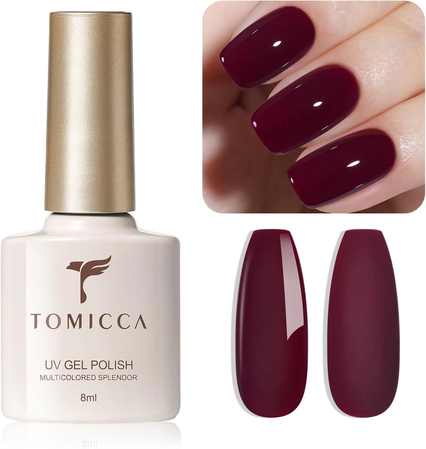 لاک ژل ناخن بورگاندی شب عربی تومیکا - لاک یو وی ال ای دی قرمز شرابی تیره - کیفیت سالنی مقاوم در برابر لب پر شدن مناسب برای عروسی ها و مناسبت های خاص - 8 میلی لیتر