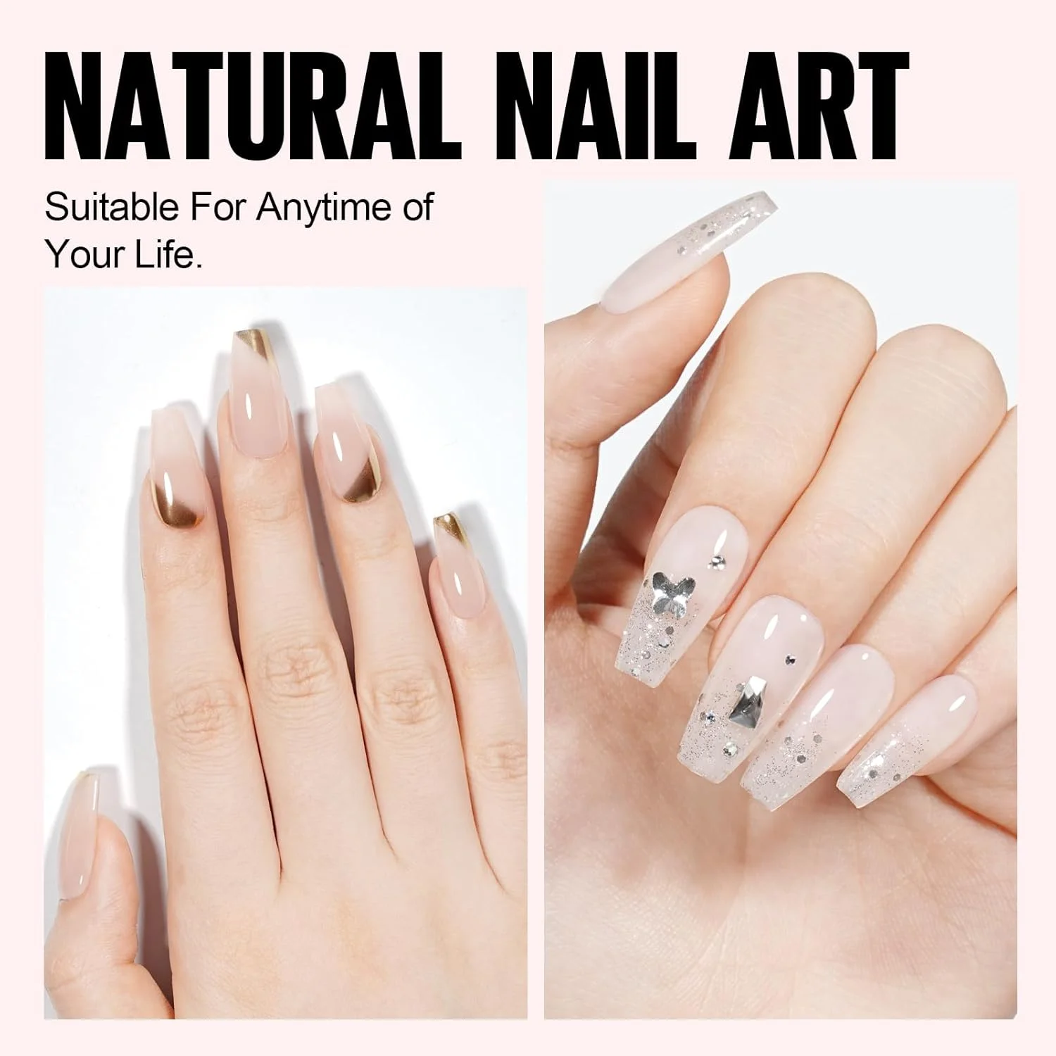 ست لاک ژل ژله ای تومیکا - 4 عدد لاک ژل فرانسوی صورتی کالباسی خنثی، لاک ژل بادوام UV LED، مناسب برای طراحی ناخن، کیت مانیکور DIY، حجم 8 میلی لیتر