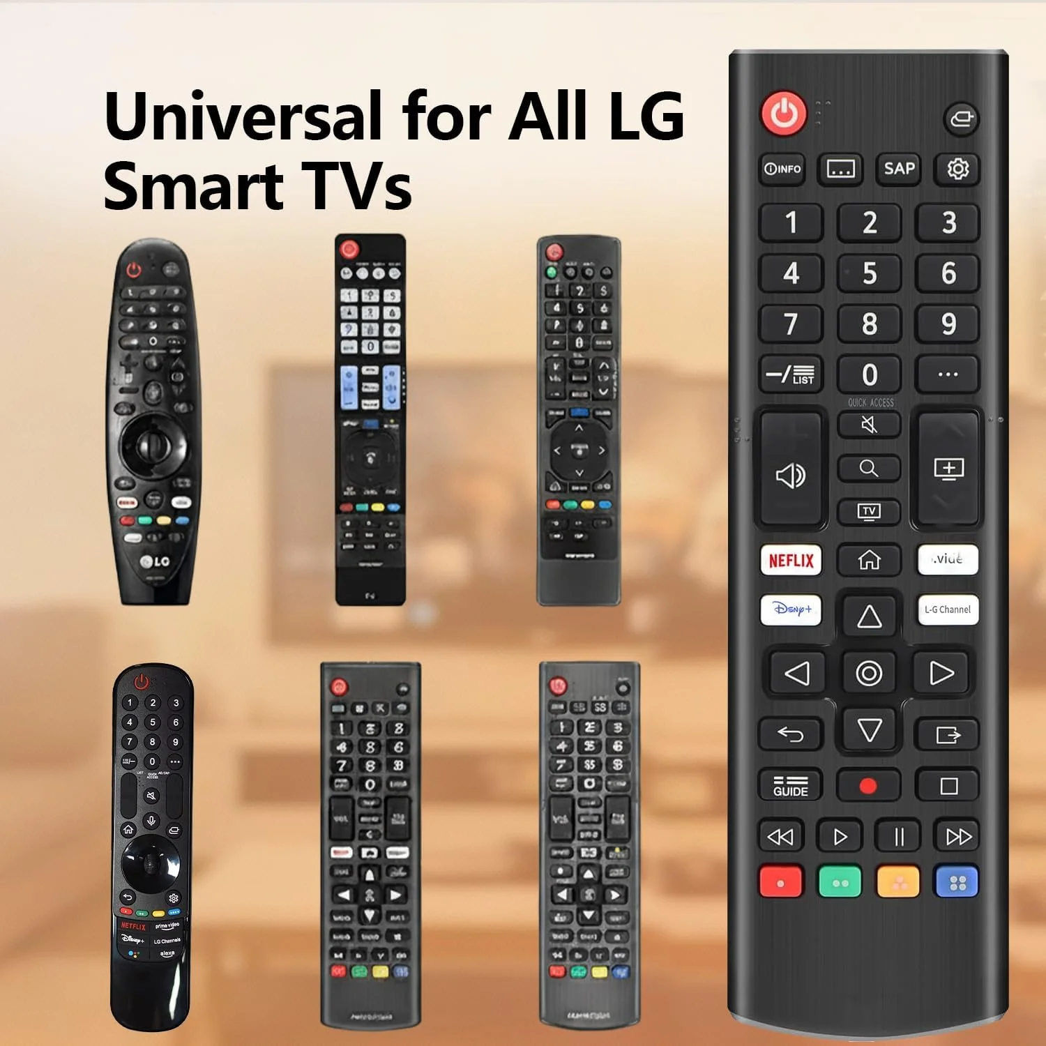 (بسته 2 عددی) کنترل از راه دور جهانی برای همه تلویزیون های هوشمند ال جی. جایگزینی برای همه کنترل های تلویزیون ال جی.