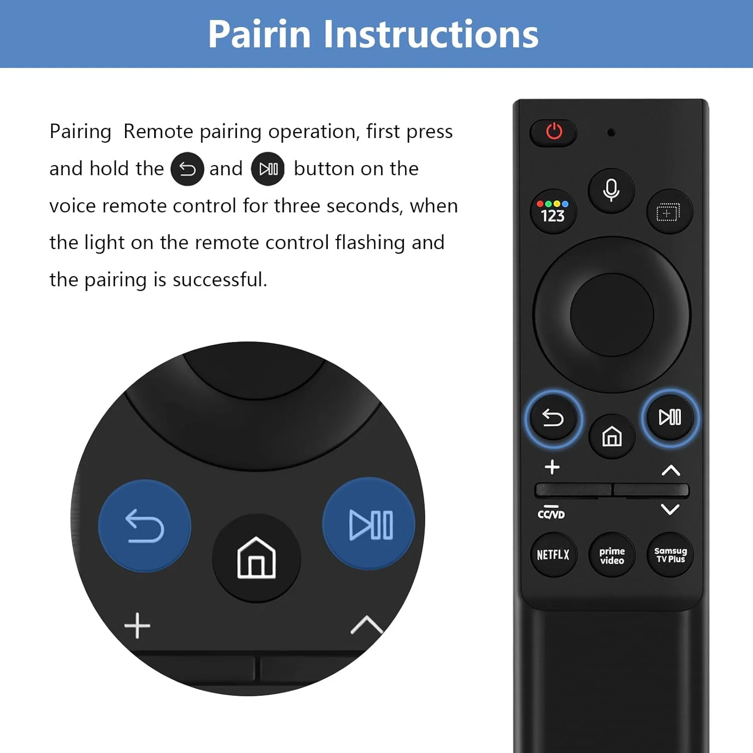 ریموت کنترل صوتی جایگزین مدل BN59-01357A Tendodo 2021 مناسب برای تلویزیون های هوشمند سامسونگ سازگار با تلویزیون های هوشمند سری QLED سامسونگ