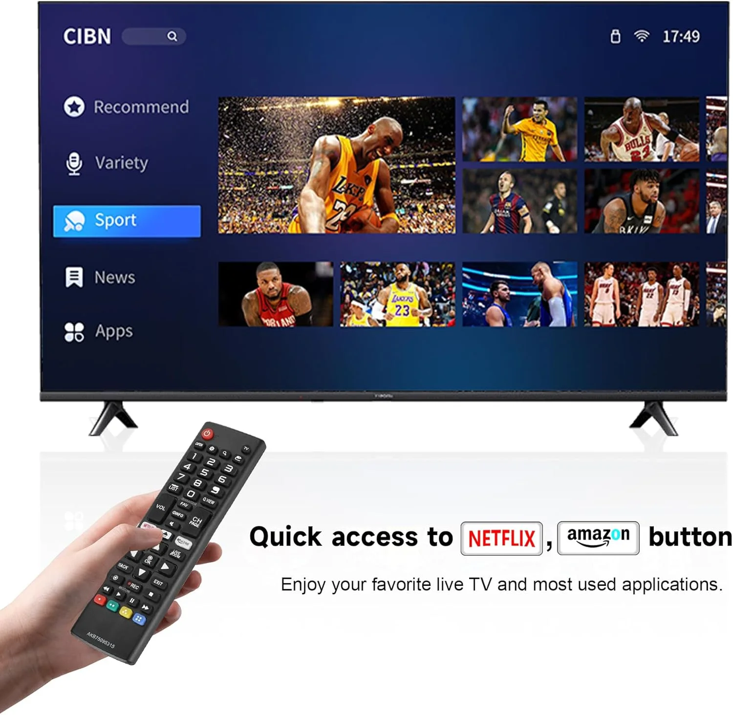 ریموت کنترل تلویزیون SlaBao مدل AKB75095315، سازگار با تلویزیون های هوشمند ال جی LCD LED QLED HD، جایگزین ریموت کنترل یونیورسال برای همه تلویزیون های هوشمند ال جی LED LCD 4K UHD