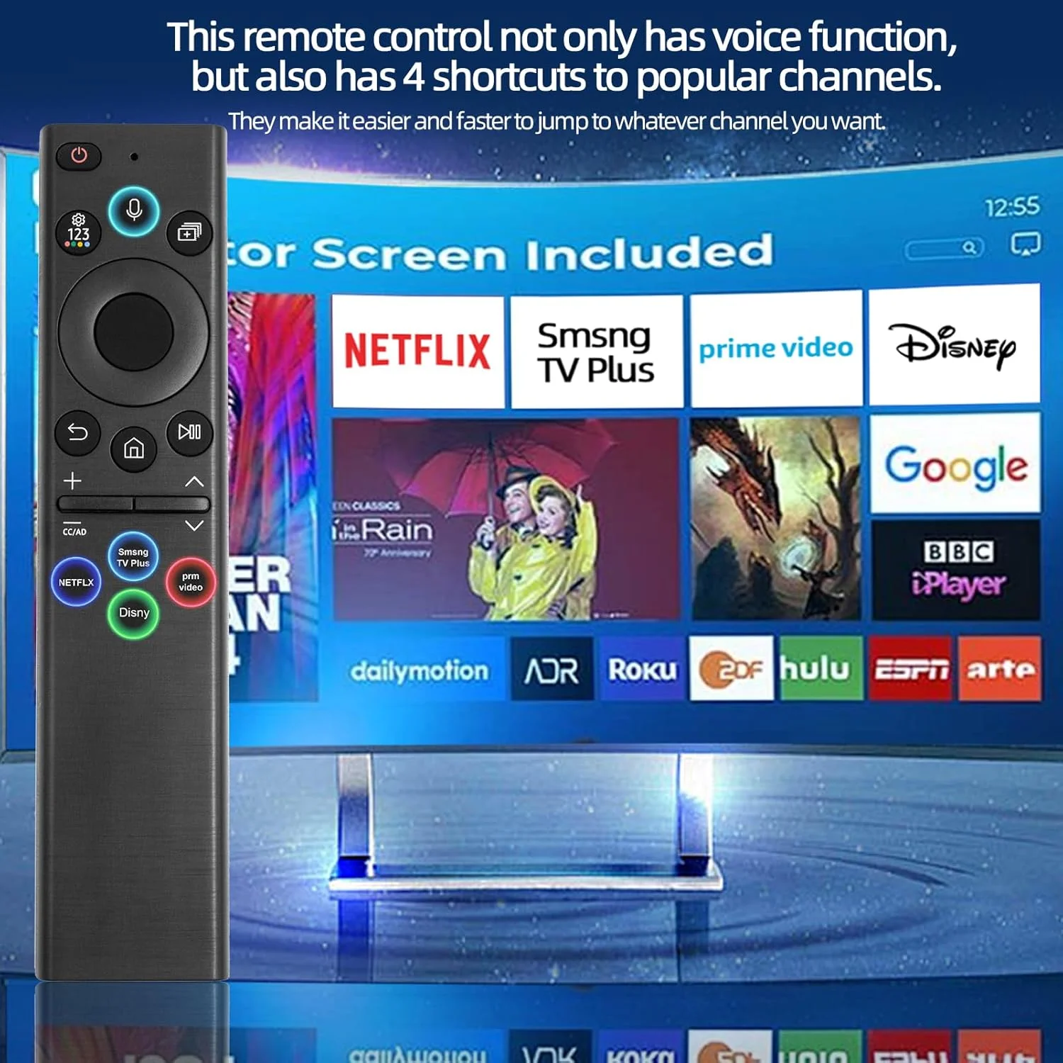 ریموت کنترل صوتی جایگزین Qzanyee Life New BN59-01385A برای تلویزیون های هوشمند سامسونگ، RMCSPB1EP1 قابل استفاده برای تلویزیون های سری Crystal UHD/OLED/The Frame/Neo QLED 4K 8K سامسونگ