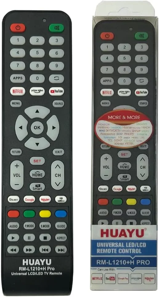 ریموت کنترل یونیورسال هوایو RM-L1210+H Pro مناسب تلویزیون های ال سی دی/ ال ای دی، دارای دکمه های نتفلیکس، یوتیوب و پرایم ویدیو، مشکی