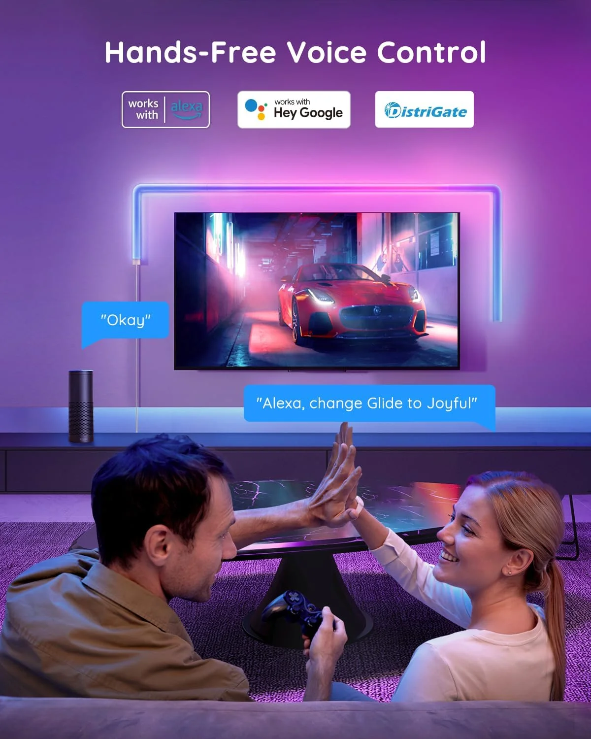 چراغ های دیواری ال ای دی هوشمند Govee Glide RGBIC، چراغ های دیواری RGBIC هوشمند برای اتاق بازی، تلویزیون، اتاق خواب، استریم، کار با الکسا و دستیار گوگل، چراغ های نواری با همگام سازی موسیقی، Glides چند رنگ، 6 عدد و 1 گوشه