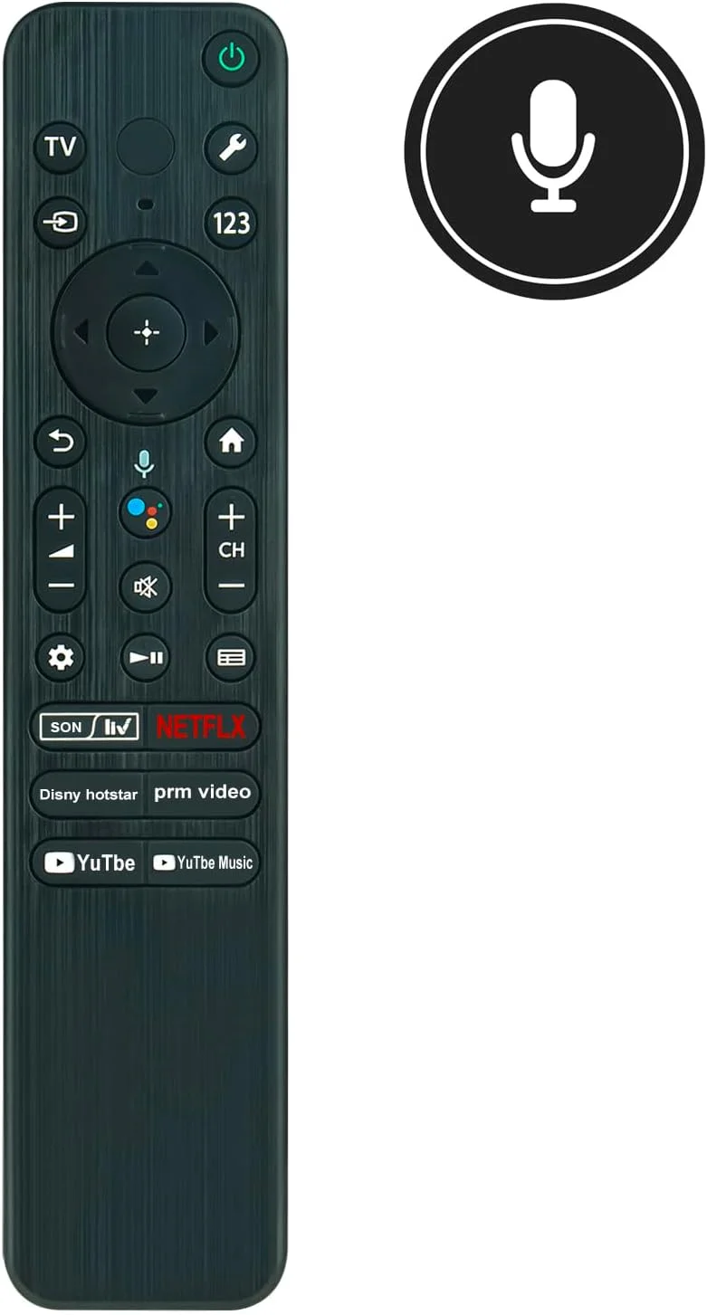 ریموت کنترل صوتی جایگزین RMF-TX810P سازگار با تلویزیون سونی XR-65A80L XR-75X90L KD-75X80L XR-55A80L XR-75X95L KD-75L KD-95L 65X80 L XR-55X90L XR-65X90L XR-85X90L XR-85X95L
