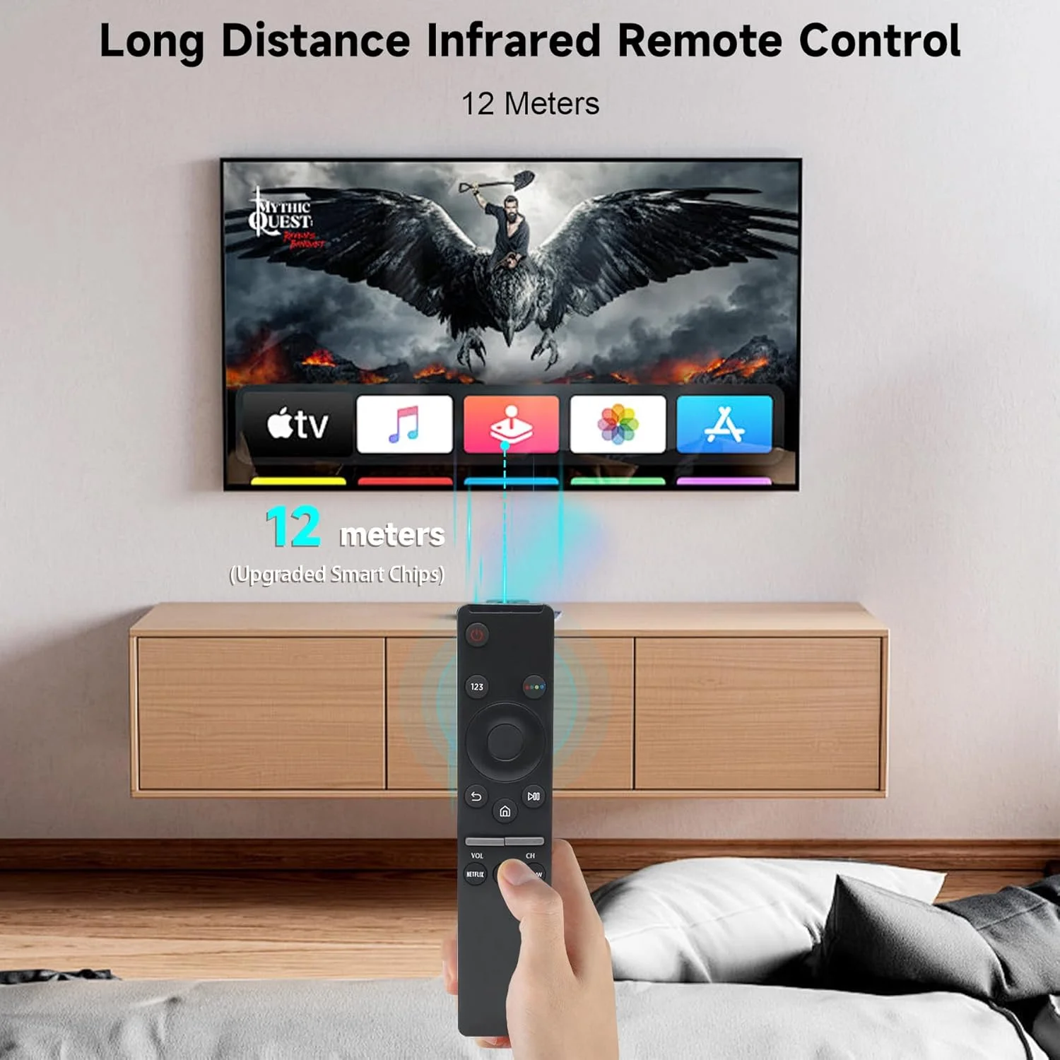 ریموت کنترل جایگزین BN59-01330A سازگار با تلویزیون هوشمند سامسونگ، ریموت کنترل جایگزین برای Samsung UN43TU8000, UN43TU8200FXZA، با دکمه های Netflix PrimeVideo