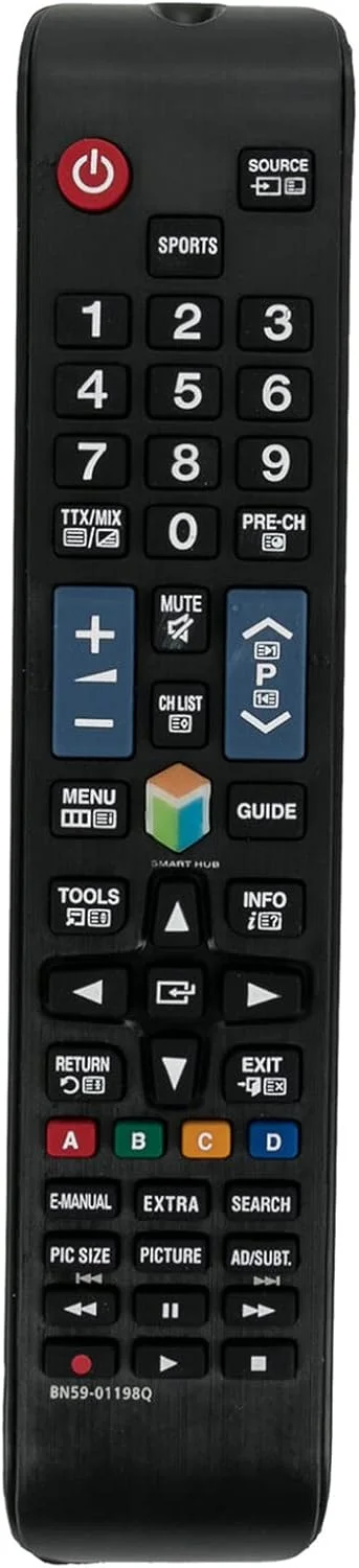 ریموت کنترل جایگزین Allimity BN59-01198Q مناسب برای تلویزیون سامسونگ UE40JU6450 UE40JU6485 UE48JU6450 UE48JU6470 UE55JU6480 UE60JU6450 UE55JU6485 UE60JU6470 UE65JU6450 UE65JU6470 UE40JU6480 UE40JU6410