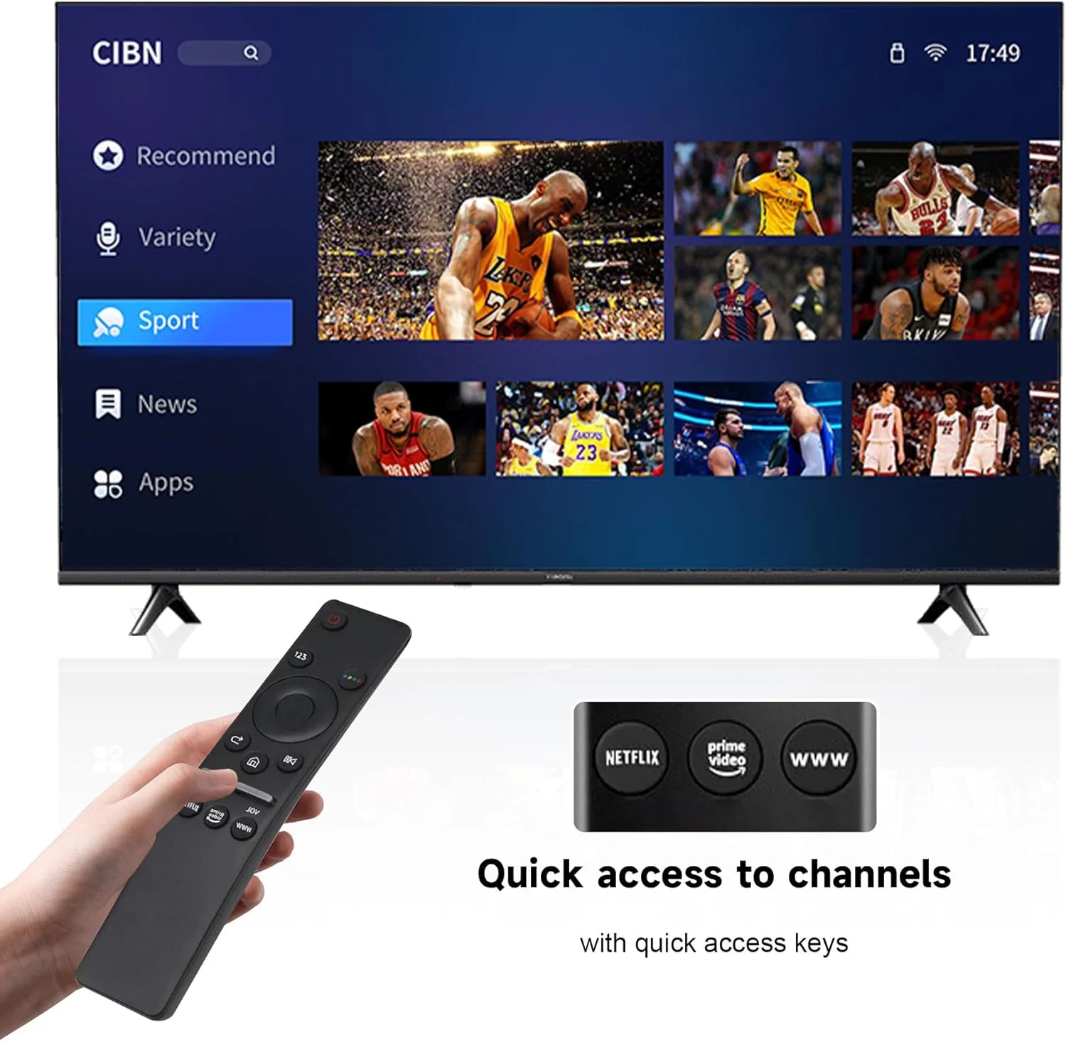 ریموت کنترل جایگزین BN59-01330A سازگار با تلویزیون هوشمند سامسونگ، ریموت کنترل جایگزین برای Samsung UN43TU8000, UN43TU8200FXZA، با دکمه های Netflix PrimeVideo