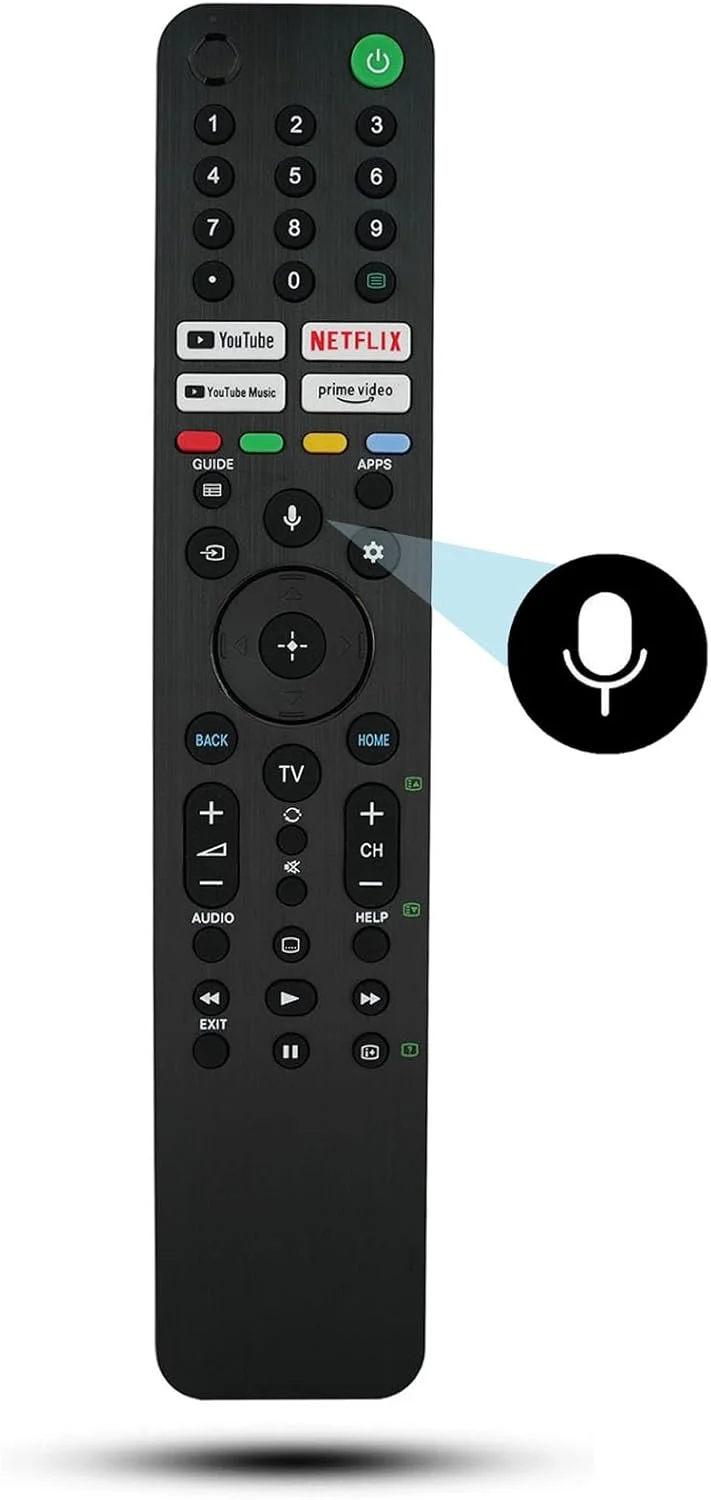 ریموت کنترل جایگزین Kassionel Voice RMF-TX520P برای تلویزیون ال سی دی سونی براویا مدل های KD-43X80J KD-50X80J KD-55X80J KD-55X85J KD-65X80J KD-65X85J KD-75X85J XR-55A80J XR-55X90J XR-65A80J XR-65X90J XR-77A80J