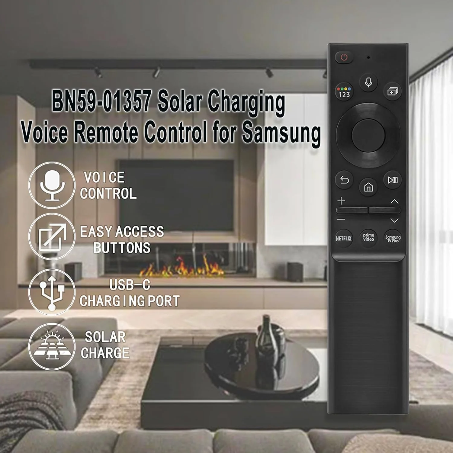 ریموت کنترل خورشیدی JKZTJOF BN59-01357 برای تلویزیون هوشمند سامسونگ، ریموت کنترل صوتی خورشیدی RMCSPA1EP1 برای تلویزیون 4K Ultra HD هوشمند NEO LED سامسونگ 2021