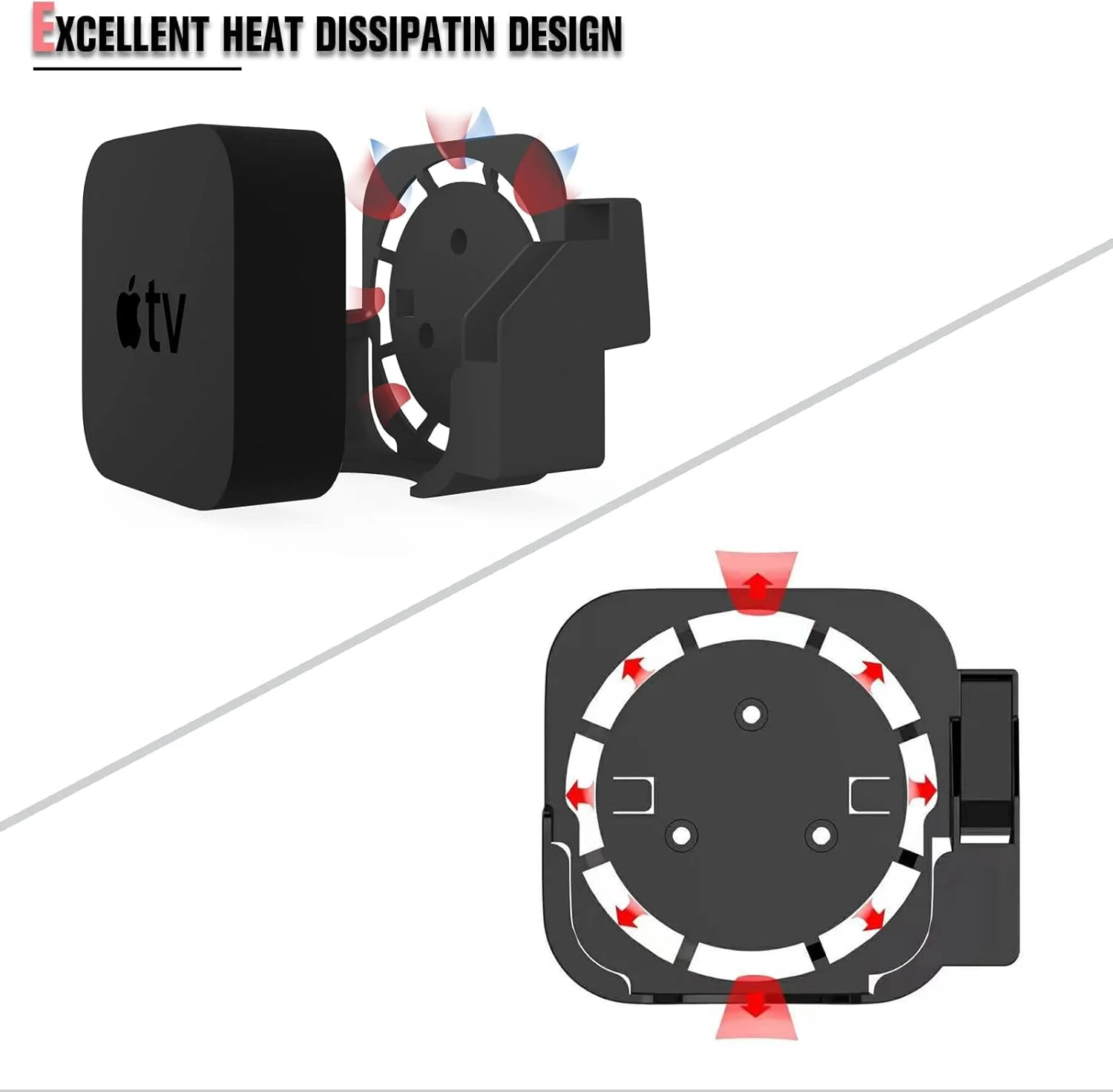 براکت دیواری KASTWAVE برای Apple TV 4K/ HD با نگهدارنده کنترل از راه دور به همراه یک عدد محافظ سیلیکونی کنترل (مشکی)