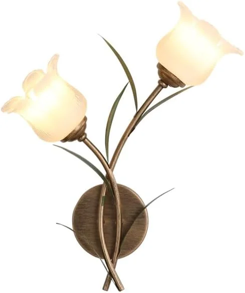 چراغ دیواری گل شیری سفید، چراغ راهروی قدیمی، چراغ سینک آشپزخانه، چراغ دوگانه دیواری حمام، چراغ دیواری آنتیک خانه روستایی برای اتاق خواب، اتاق نشیمن / 2 چراغ