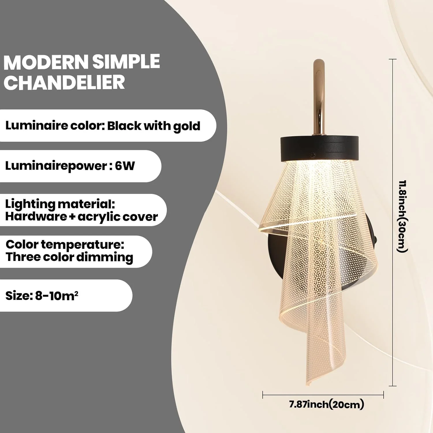 چراغ دیواری ال ای دی مشکی YATAI LIGHTING، چراغ دیواری مدرن سیم کشی شده، چراغ دیواری دکوری کنار تخت، چراغ دیواری برای اتاق نشیمن، اتاق خواب، راهرو، 6 وات (مشکی-طلایی) چراغ دیواری ال ای دی مشکی YATAI LIGHTING، چراغ دیواری مدرن سیم کشی شده، چراغ دیواری دکوری کنار تخت، چراغ دیواری برای اتاق نشیمن، اتاق خواب، راهرو، 6 وات (مشکی-طلایی)