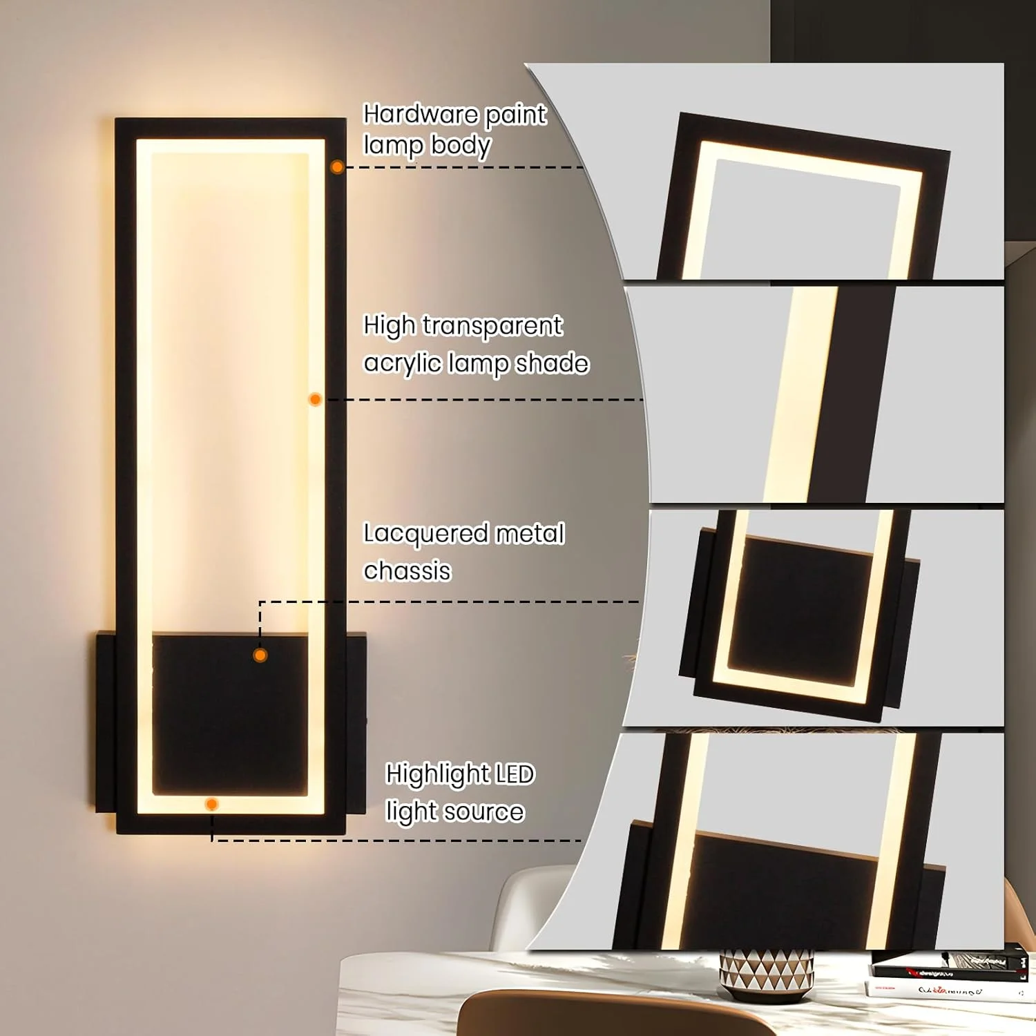 چراغ دیواری ال ای دی مدرن YT YATAI LIGHTING برای اتاق خواب و نشیمن، چراغ های دیواری تزئینی، چراغ دیواری داخلی کنار تخت با قابلیت تنظیم 3 دمای رنگ چراغ دیواری ال ای دی مدرن YT YATAI LIGHTING برای اتاق خواب و نشیمن، چراغ های دیواری تزئینی، چراغ دیواری داخلی کنار تخت با قابلیت تنظیم 3 دمای رنگ