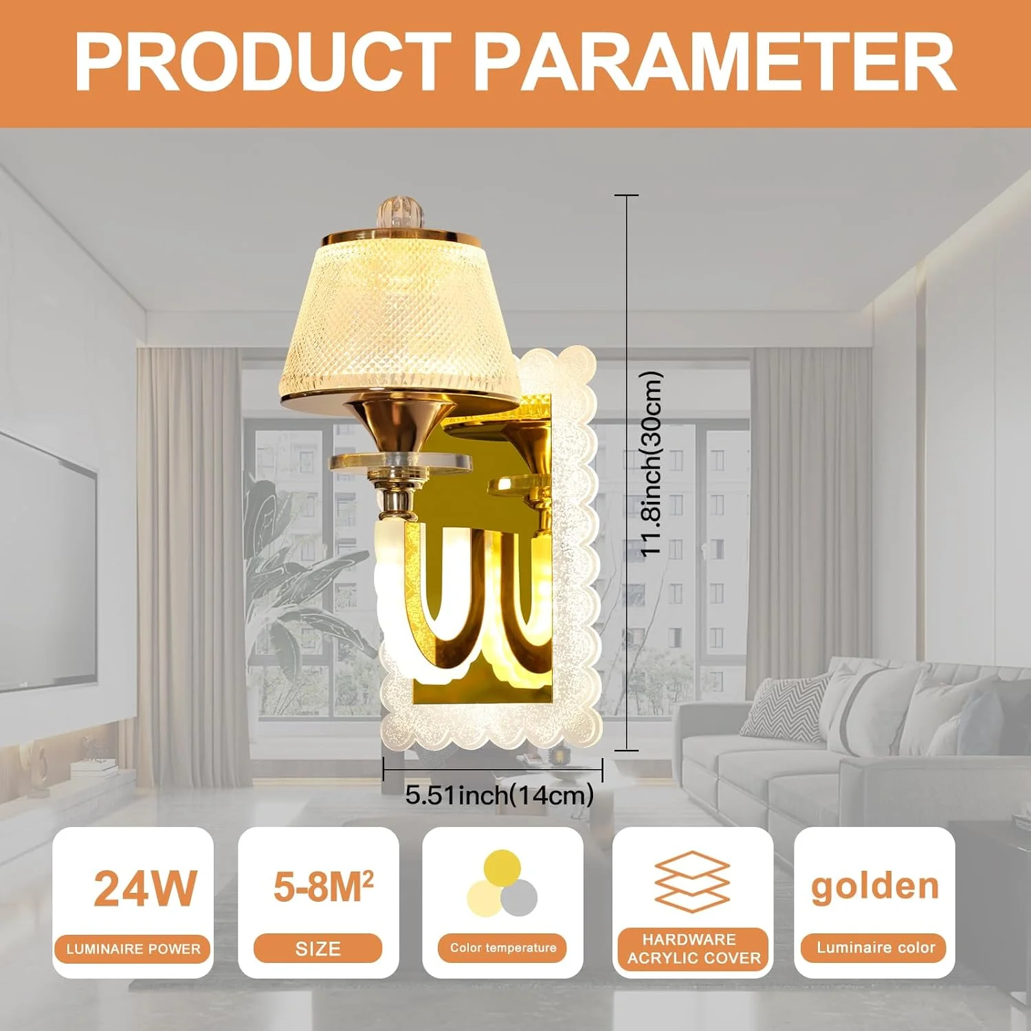 چراغ دیواری LED با روکش طلایی YT YATAI LIGHTING، چراغ های دیواری، چراغ دیواری کنار تخت خواب با قابلیت تنظیم 3 رنگ برای اتاق نشیمن، اتاق غذاخوری، راهرو، 24 وات چراغ دیواری LED با روکش طلایی YT YATAI LIGHTING، چراغ های دیواری، چراغ دیواری کنار تخت خواب با قابلیت تنظیم 3 رنگ برای اتاق نشیمن، اتاق غذاخوری، راهرو، 24 وات
