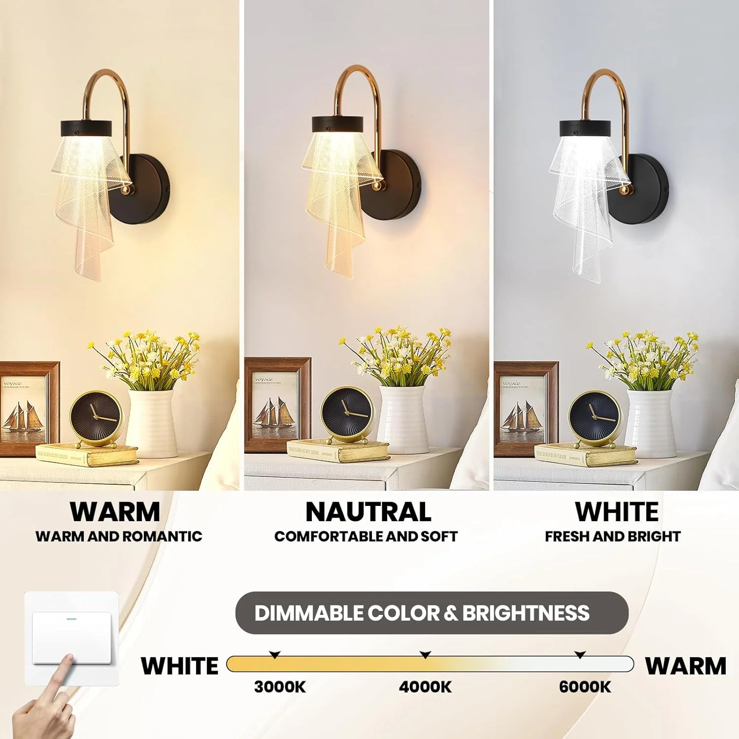 چراغ دیواری ال ای دی مشکی YATAI LIGHTING، چراغ دیواری مدرن سیم کشی شده، چراغ دیواری دکوری کنار تخت، چراغ دیواری برای اتاق نشیمن، اتاق خواب، راهرو، 6 وات (مشکی-طلایی) چراغ دیواری ال ای دی مشکی YATAI LIGHTING، چراغ دیواری مدرن سیم کشی شده، چراغ دیواری دکوری کنار تخت، چراغ دیواری برای اتاق نشیمن، اتاق خواب، راهرو، 6 وات (مشکی-طلایی)