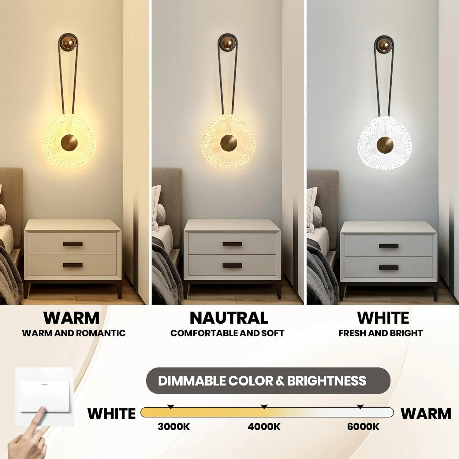 چراغ دیواری ال ای دی YATAI LIGHTING، چراغ دیواری مدرن و دیمر پذیر کنار تختی 6 وات، مناسب برای دکوراسیون داخلی منزل، نصب روی دیوار برای اتاق نشیمن، اتاق خواب، راهرو (مشکی/طلایی)، مناسب برای فضاهای 8-10 متر مربع چراغ دیواری ال ای دی YATAI LIGHTING، چراغ دیواری مدرن و دیمر پذیر کنار تختی 6 وات، مناسب برای دکوراسیون داخلی منزل، نصب روی دیوار برای اتاق نشیمن، اتاق خواب، راهرو (مشکی/طلایی)، مناسب برای فضاهای 8-10 متر مربع