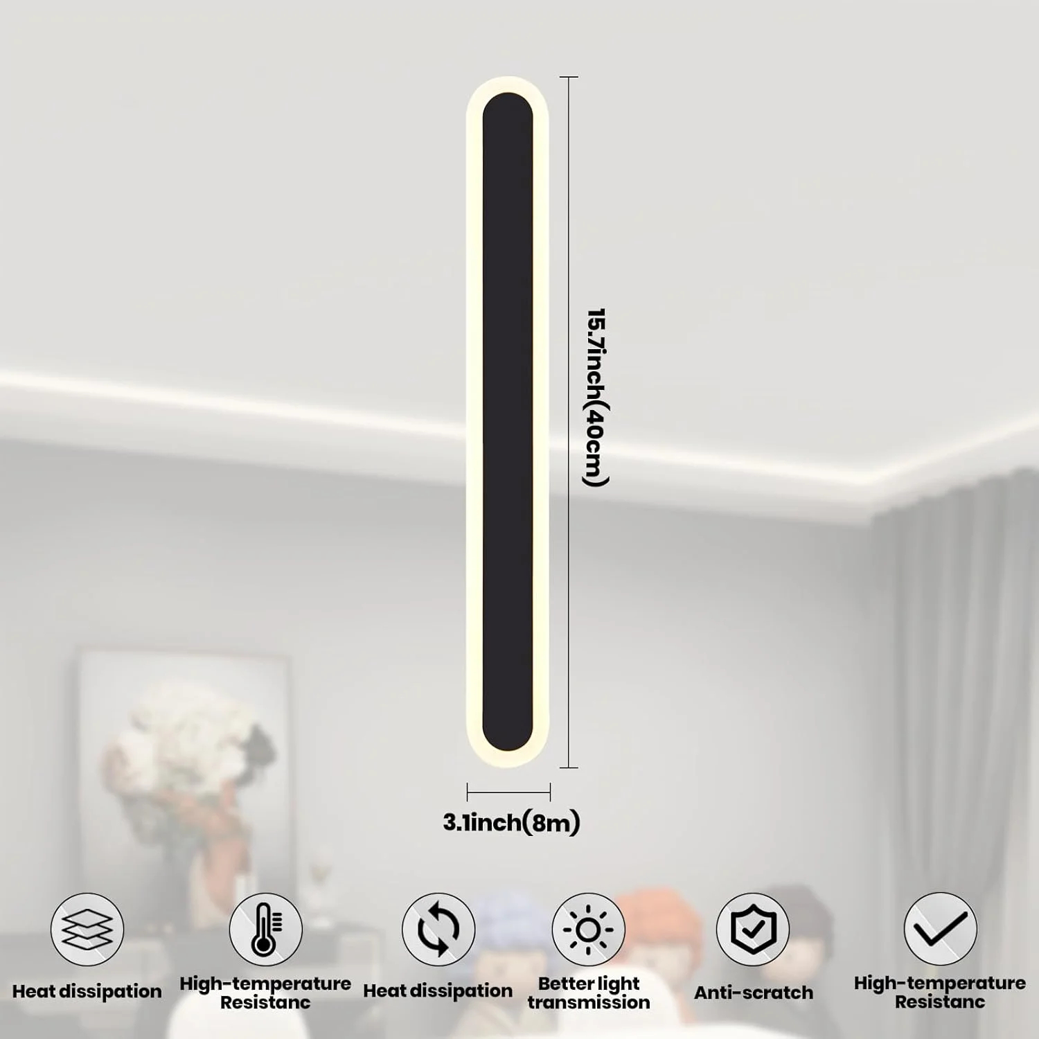 چراغ دیواری LED نواری بلند YT YATAI LIGHTING، چراغ دیواری مدرن و دیمر شونده داخلی، چراغ های دیواری قابل تنظیم 3 رنگ، مناسب برای اتاق خواب، اتاق نشیمن، راه پله هتل (مشکی، 40 سانتی متر 23 وات) (40 سانتی متر) چراغ دیواری LED نواری بلند YT YATAI LIGHTING، چراغ دیواری مدرن و دیمر شونده داخلی، چراغ های دیواری قابل تنظیم 3 رنگ، مناسب برای اتاق خواب، اتاق نشیمن، راه پله هتل (مشکی، 40 سانتی متر 23 وات) (40 سانتی متر)