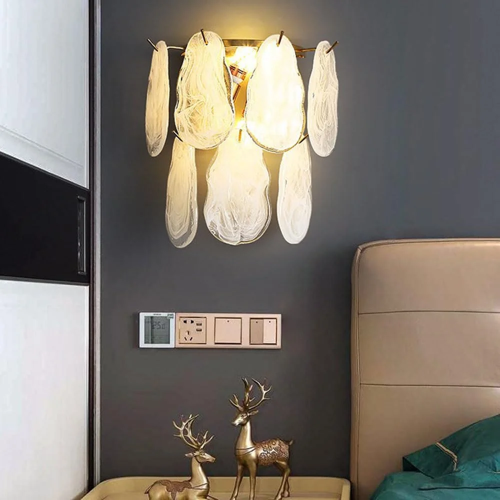 چراغ دیواری وینتیج، روشنایی دیواری 2-شاخه با سایه شیشه کریستالی، با چراغ دیواری خلاقانه شیشه دودی، چراغ دیواری برای حمام، اتاق خواب، راهرو