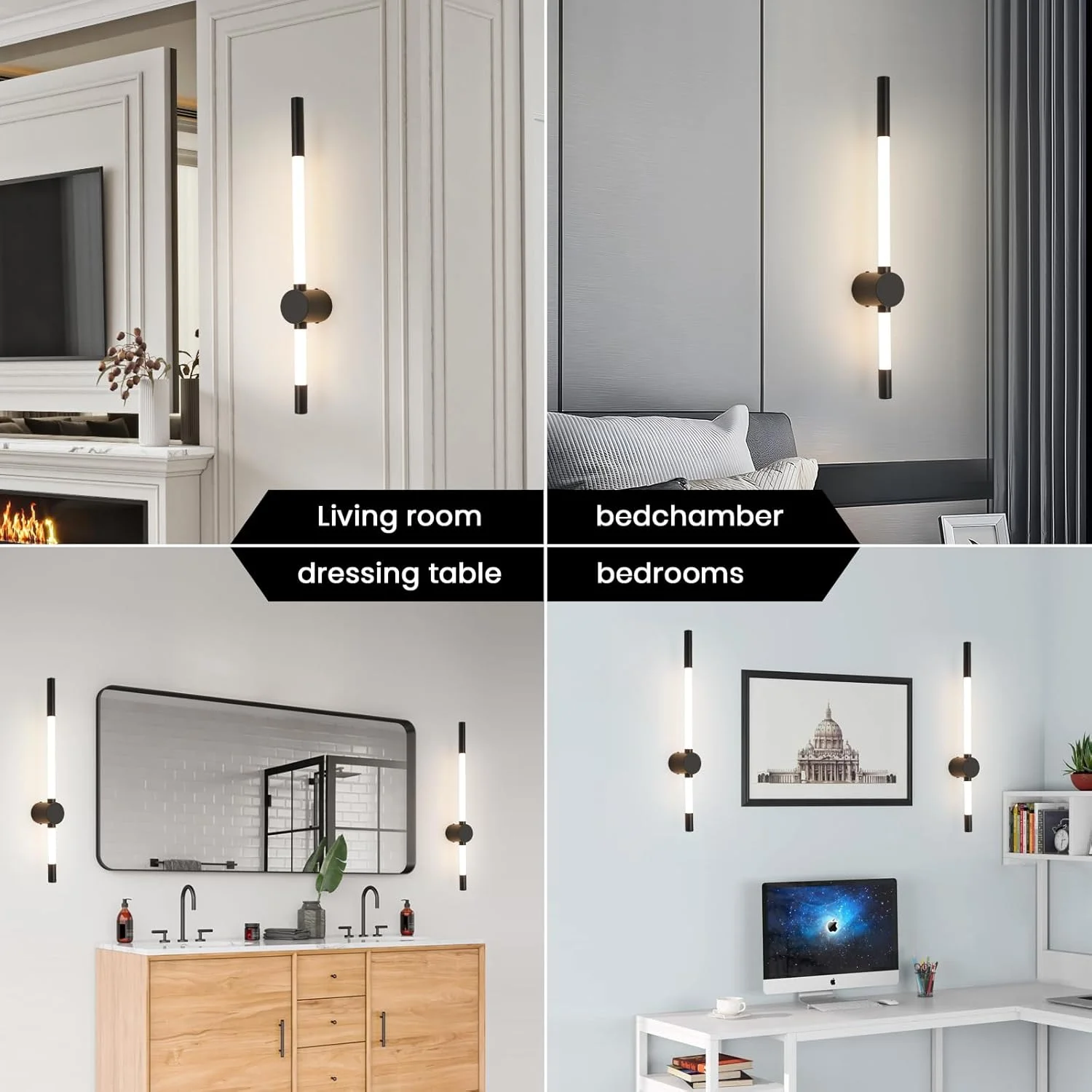 چراغ دیواری LED یاتای مناسب کنار تخت، اتاق خواب و نشیمن - چراغ دیواری دیمر دار با قابلیت تنظیم 3 رنگ - طراحی مدرن خطی مشکی چراغ دیواری LED یاتای مناسب کنار تخت، اتاق خواب و نشیمن - چراغ دیواری دیمر دار با قابلیت تنظیم 3 رنگ - طراحی مدرن خطی مشکی