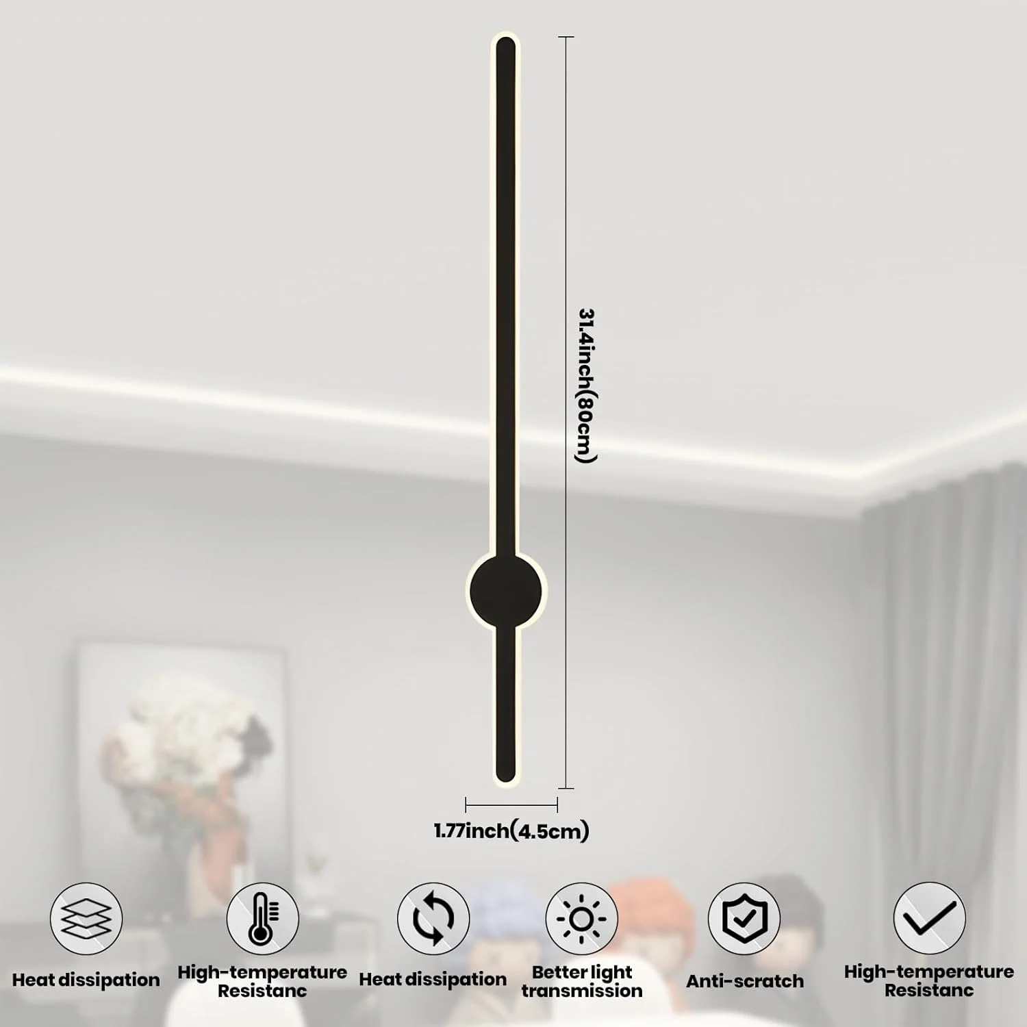 چراغ دیواری خطی مدرن و مینیمالیستی YT YATAI LIGHTING، چراغ دیواری LED دیمر پذیر داخلی، چراغ دیواری نواری بلند، چراغ روشنایی آلومینیومی اکریلیک مناسب اتاق خواب، اتاق نشیمن، هتل، راه پله (مشکی، 80 سانتی متر 29 وات) چراغ دیواری خطی مدرن و مینیمالیستی YT YATAI LIGHTING، چراغ دیواری LED دیمر پذیر داخلی، چراغ دیواری نواری بلند، چراغ روشنایی آلومینیومی اکریلیک مناسب اتاق خواب، اتاق نشیمن، هتل، راه پله (مشکی، 80 سانتی متر 29 وات)