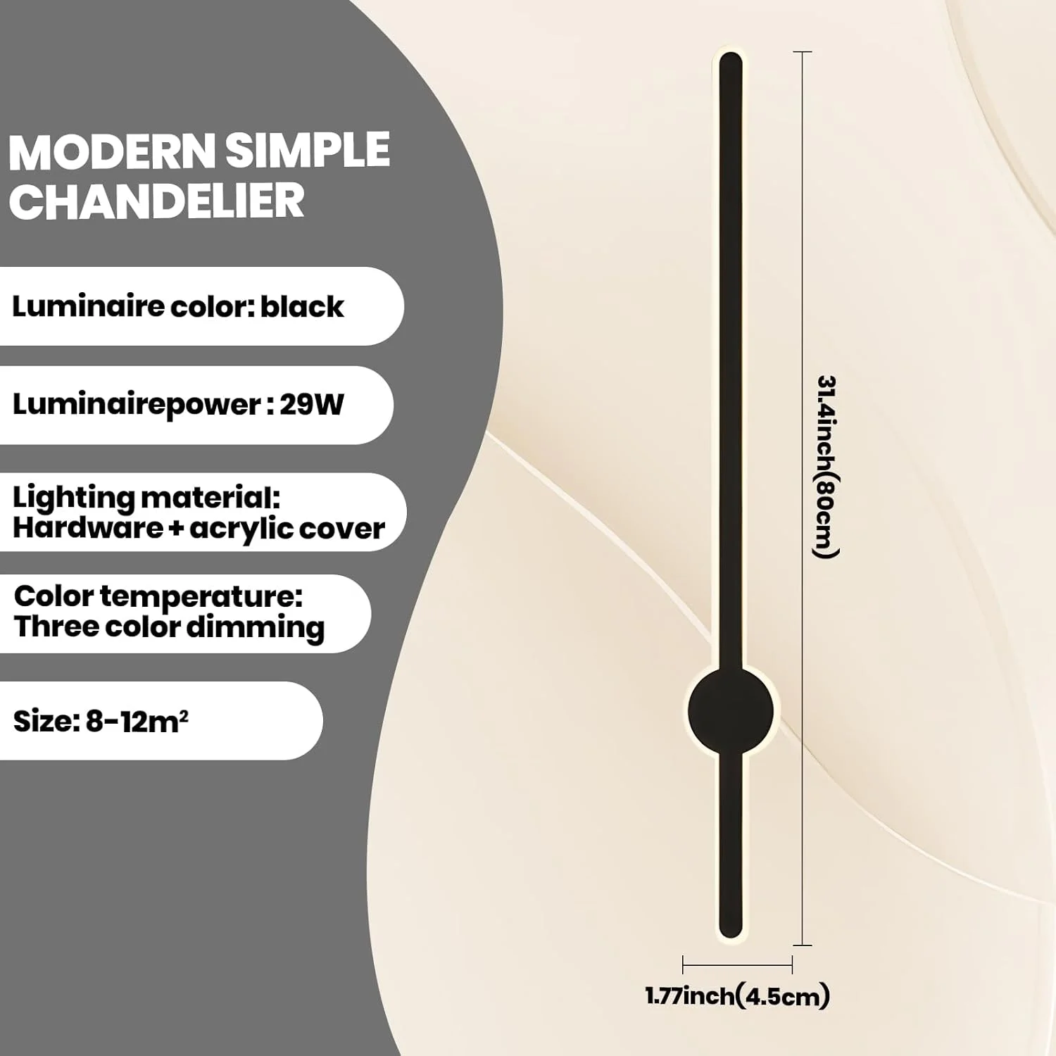 چراغ دیواری خطی مدرن و مینیمالیستی YT YATAI LIGHTING، چراغ دیواری LED دیمر پذیر داخلی، چراغ دیواری نواری بلند، چراغ روشنایی آلومینیومی اکریلیک مناسب اتاق خواب، اتاق نشیمن، هتل، راه پله (مشکی، 80 سانتی متر 29 وات) چراغ دیواری خطی مدرن و مینیمالیستی YT YATAI LIGHTING، چراغ دیواری LED دیمر پذیر داخلی، چراغ دیواری نواری بلند، چراغ روشنایی آلومینیومی اکریلیک مناسب اتاق خواب، اتاق نشیمن، هتل، راه پله (مشکی، 80 سانتی متر 29 وات)