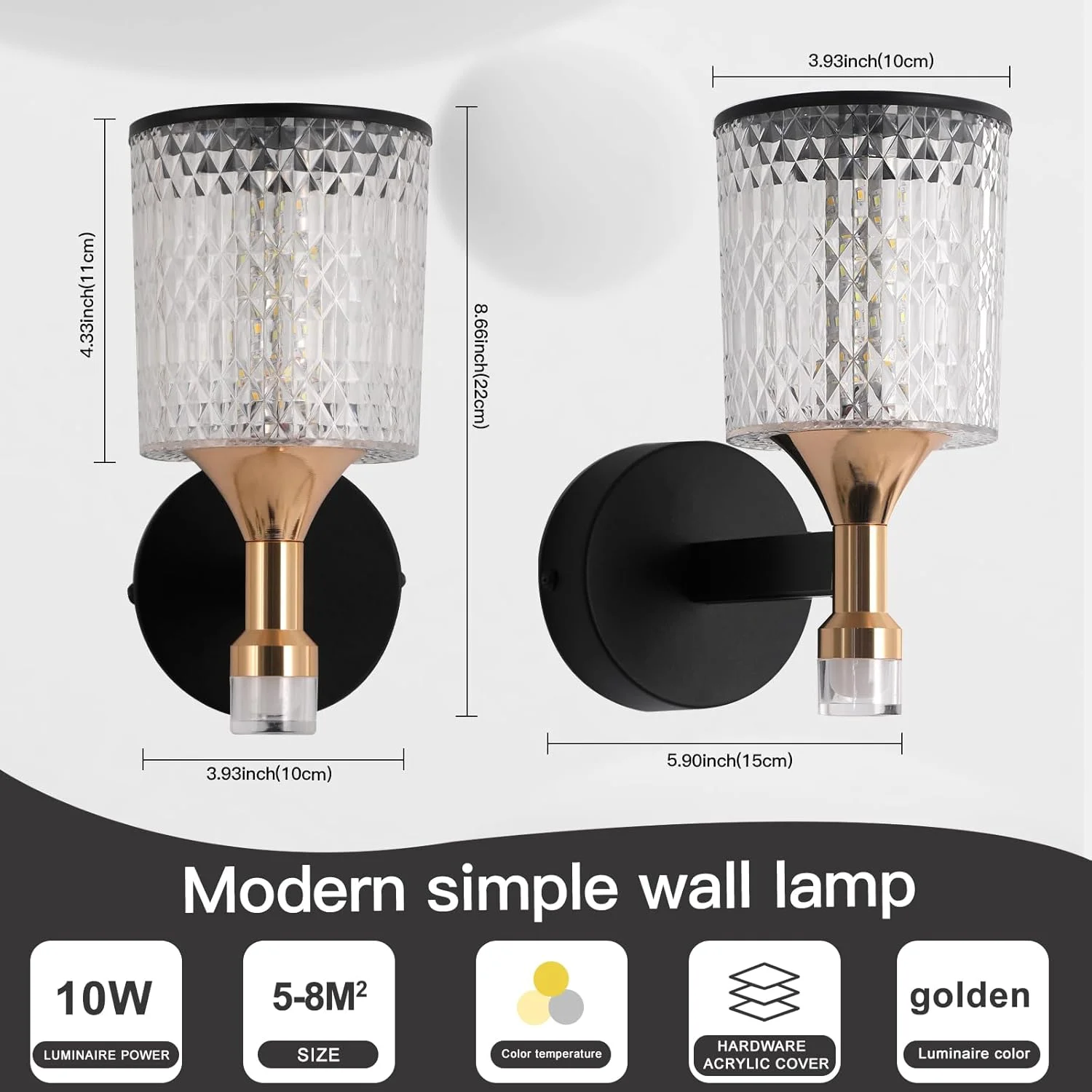 چراغ دیواری مدرن LED یاتای، چراغ دیواری LED با قابلیت تنظیم 3 رنگ، چراغ دیواری مینیمالیستی آهنی برای راهرو، اتاق نشیمن، اتاق خواب تزئینی کنار تخت، 3000K-6000K، 10W چراغ دیواری مدرن LED یاتای، چراغ دیواری LED با قابلیت تنظیم 3 رنگ، چراغ دیواری مینیمالیستی آهنی برای راهرو، اتاق نشیمن، اتاق خواب تزئینی کنار تخت، 3000K-6000K، 10W