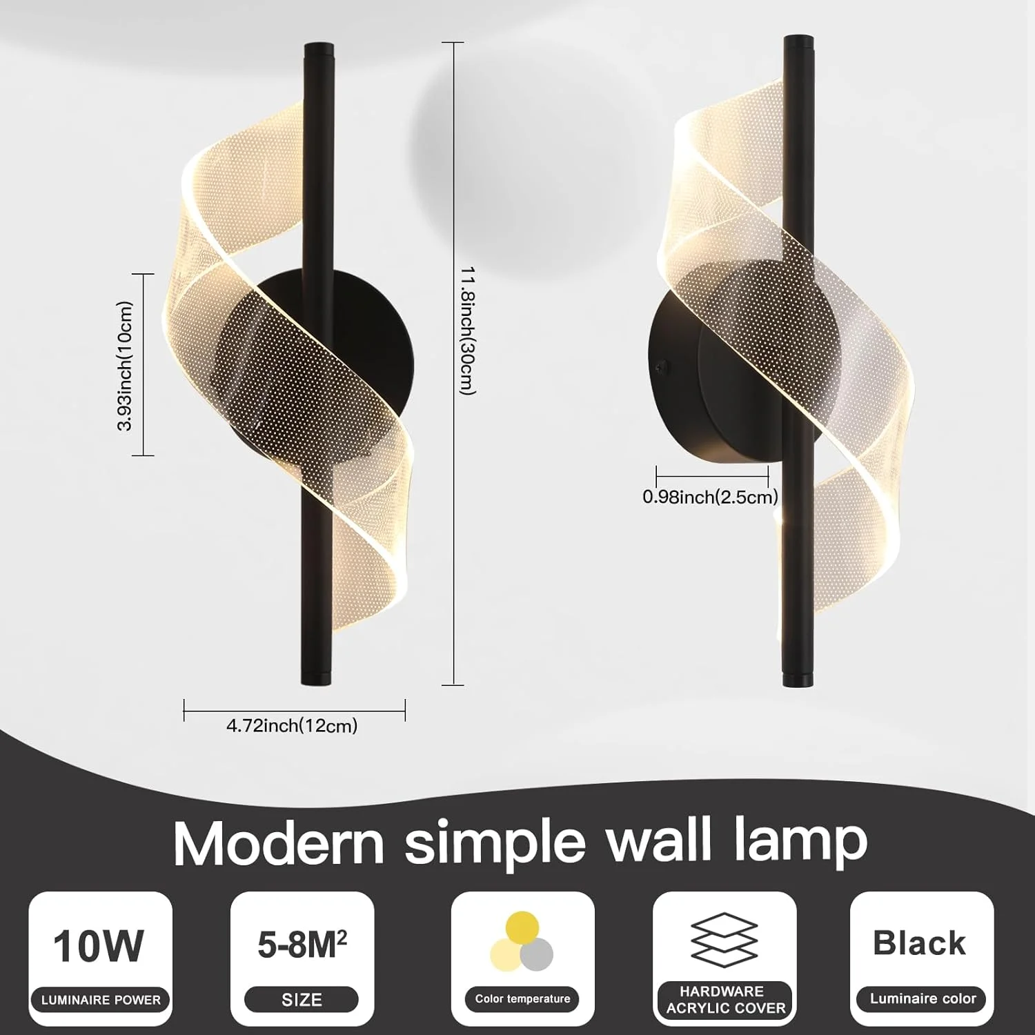 چراغ دیواری LED داخلی YATAI LIGHTING، چراغ دیواری LED مدرن دیمر شونده، چراغ دیواری آکریلیک برای اتاق نشیمن، راهرو، اتاق خواب، راه پله، 10 وات، پوشش مساحت 5-8 متر مربع چراغ دیواری LED داخلی YATAI LIGHTING، چراغ دیواری LED مدرن دیمر شونده، چراغ دیواری آکریلیک برای اتاق نشیمن، راهرو، اتاق خواب، راه پله، 10 وات، پوشش مساحت 5-8 متر مربع