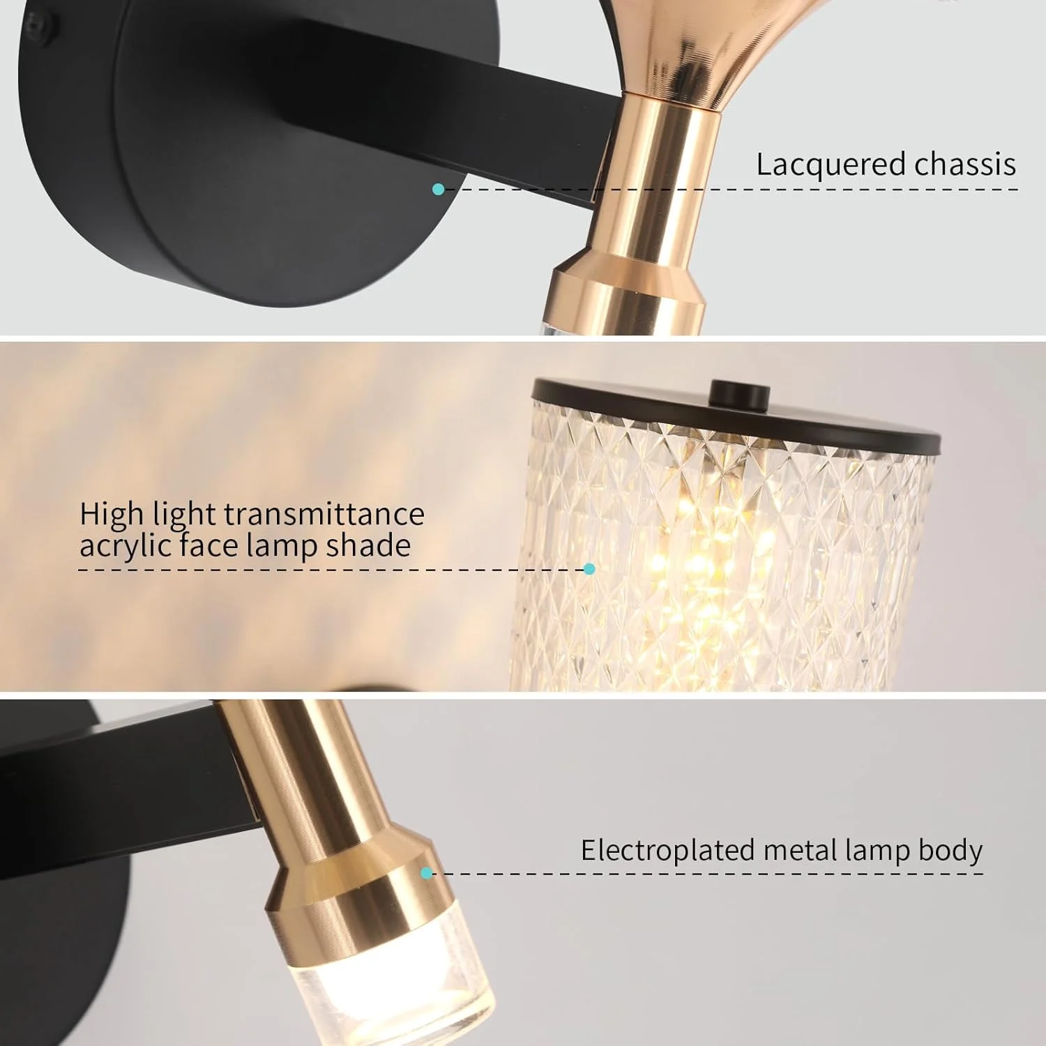 چراغ دیواری مدرن LED یاتای، چراغ دیواری LED با قابلیت تنظیم 3 رنگ، چراغ دیواری مینیمالیستی آهنی برای راهرو، اتاق نشیمن، اتاق خواب تزئینی کنار تخت، 3000K-6000K، 10W چراغ دیواری مدرن LED یاتای، چراغ دیواری LED با قابلیت تنظیم 3 رنگ، چراغ دیواری مینیمالیستی آهنی برای راهرو، اتاق نشیمن، اتاق خواب تزئینی کنار تخت، 3000K-6000K، 10W