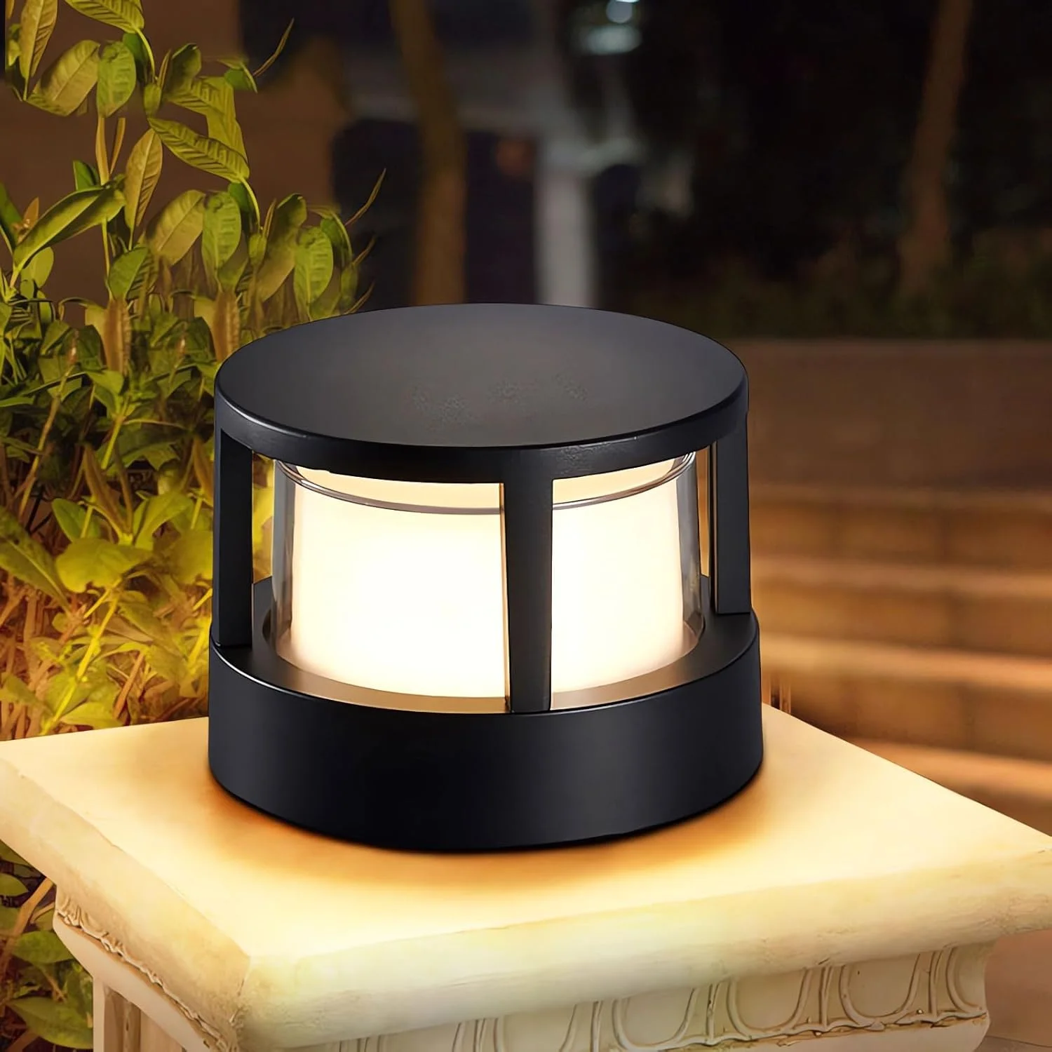 چراغ ایستاده کوچک LED WRMING، چراغ باغی مشکی مناسب فضای باز، چراغ دیواری آلومینیومی ضد آب IP65، چراغ سقفی بالکن و پاسیو، 3000K نور سفید گرم