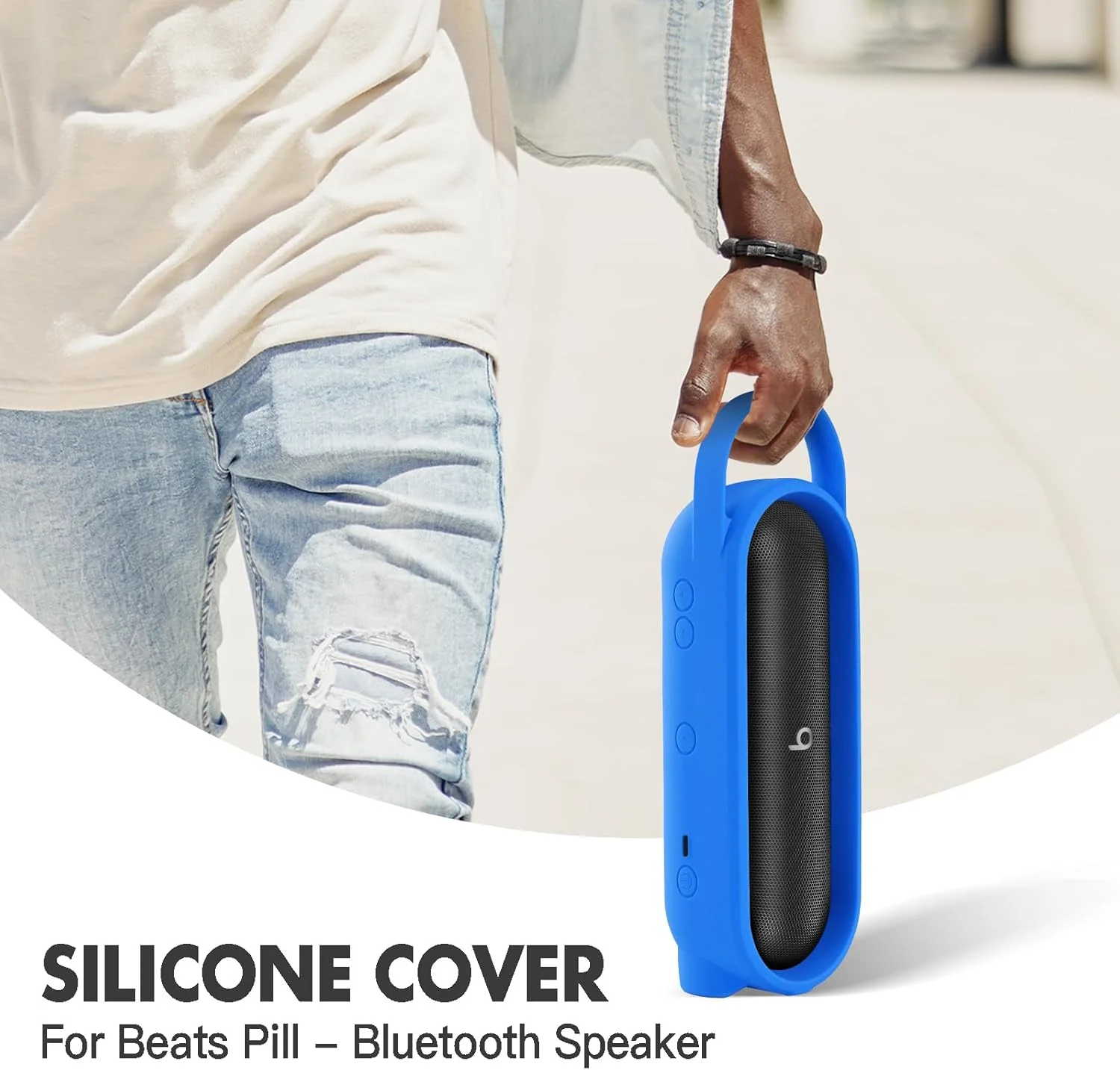 کاور سیلیکونی محافظ برای اسپیکر بلوتوثی قابل حمل بیتس پیل 2024، آستین محافظ لوازم جانبی اسپیکر (آبی)
