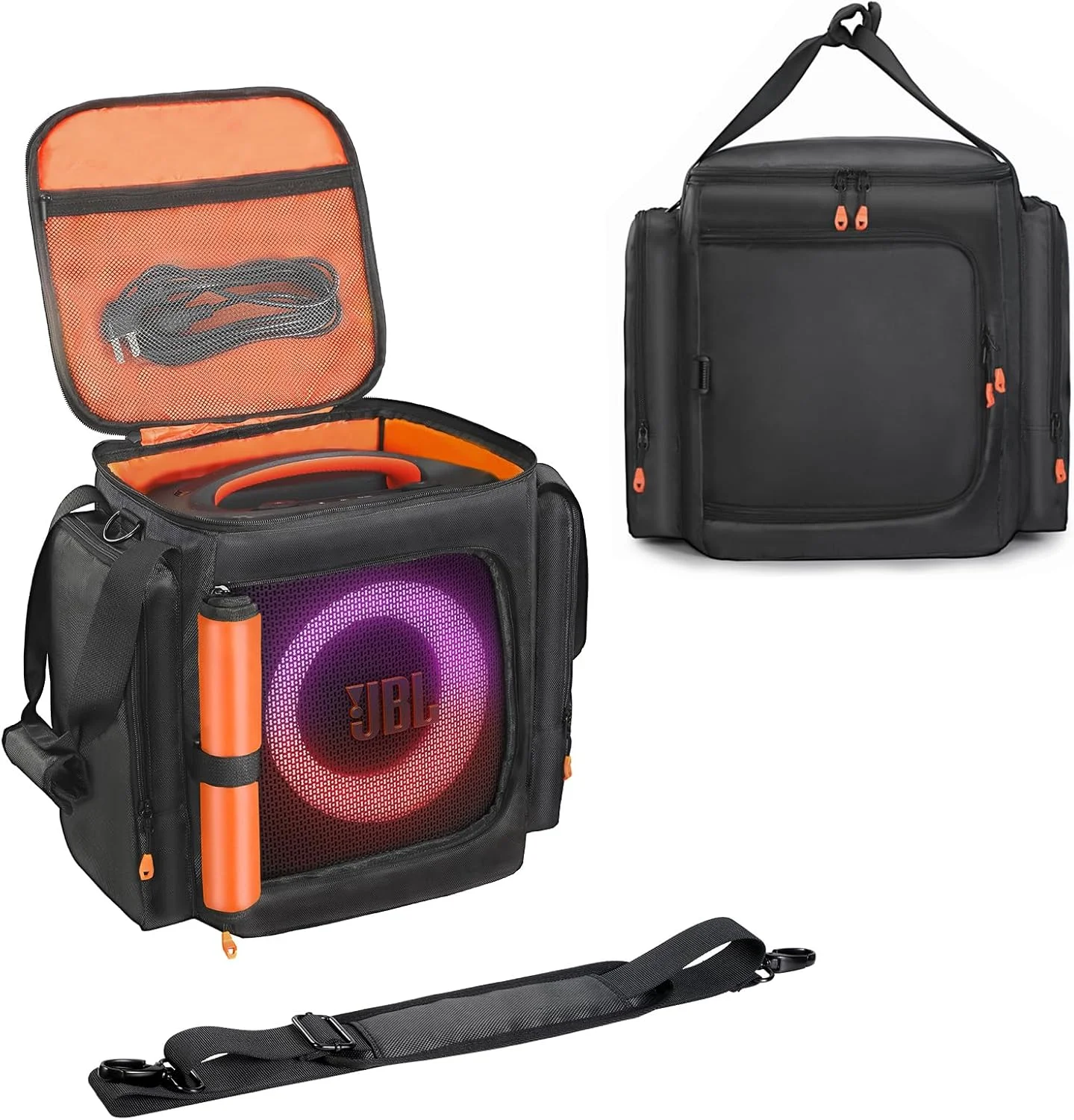 کیف حمل اسپیکر EUGOOCX سازگار با JBL Partybox Encore Essential/Essential 2، کیف حمل با جیب های جانبی برای اسپیکر قابل حمل و لوازم جانبی