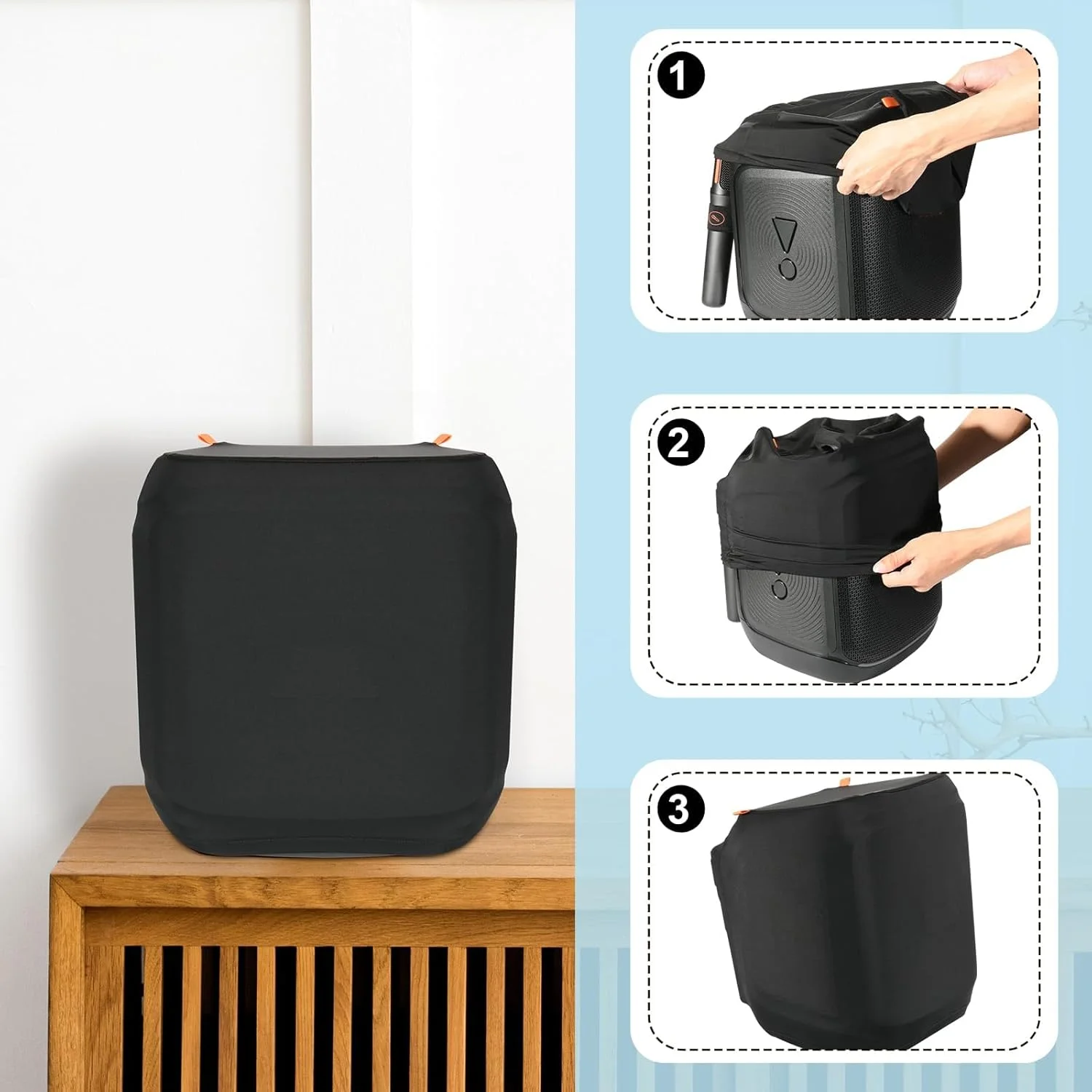 کاور ضد گرد و غبار برای JBL PartyBox Encore Essential 2، روکش محافظ الاستیک کشسان، محافظت در برابر گرد و غبار/آلودگی/نور خورشید، آستین لغزشی (حداکثر کشش 33×31.7×22.8 سانتی متر)