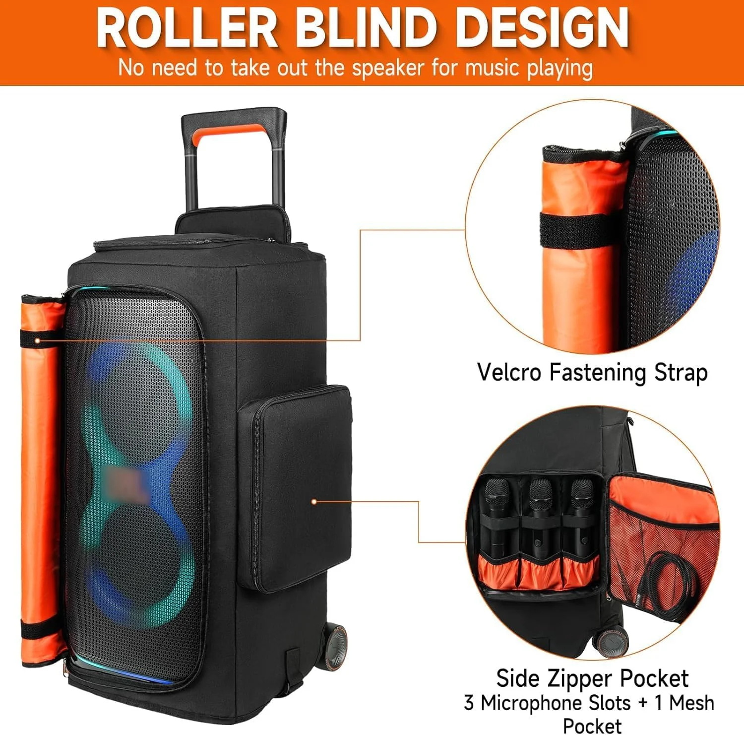 کیف بلندگو سازگار با JBL PartyBox 320، کیف نگهداری و روکش ضد گرد و غبار قابل حمل مناسب برای JBL PartyBox 310 برای مسافرت در فضای باز، مشکی+نارنجی، فقط روکش کیف بلندگو سازگار با JBL PartyBox 320، کیف نگهداری و روکش ضد گرد و غبار قابل حمل مناسب برای JBL PartyBox 310 برای مسافرت در فضای باز، مشکی+نارنجی، فقط روکش