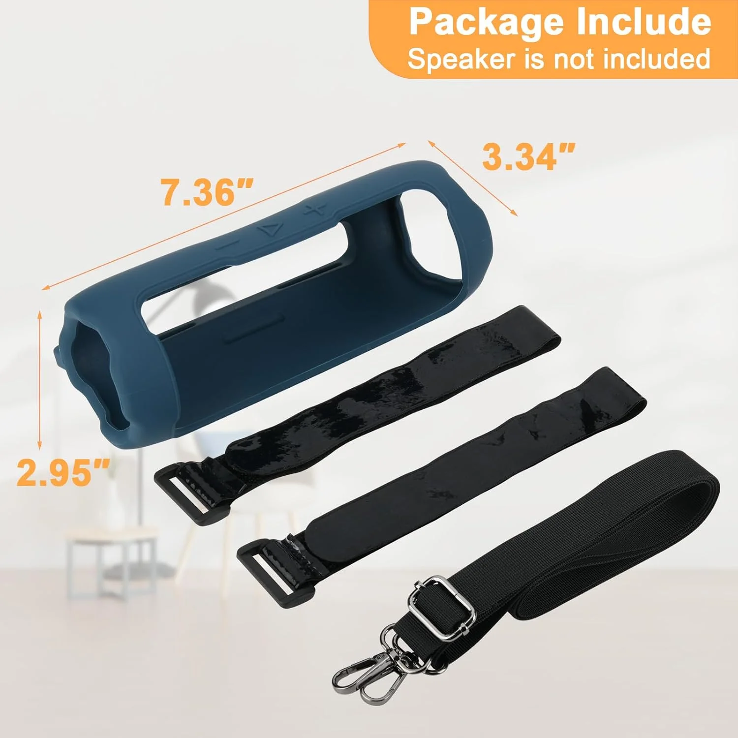 کاور سیلیکونی TXEsign سازگار با اسپیکر قابل حمل JBL Flip 7، کاور محافظ سیلیکونی با بند شانه و بند دوچرخه برای دوچرخه، گلف کارت، نرده (آبی تیره)