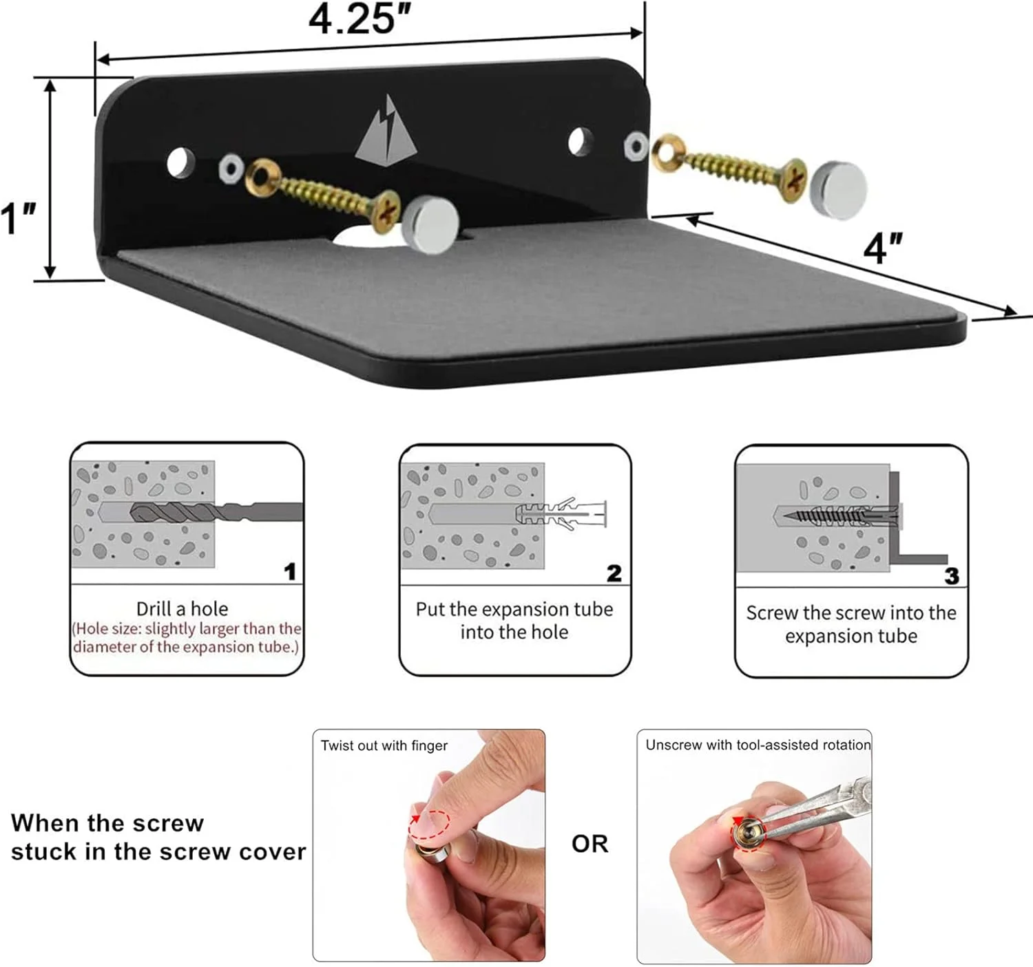 پایه دیواری بلندگو TXEsign - بسته 2 عددی، پایه دیواری کوچک بلندگو برای بلندگو بلوتوثی، وب کم، تلفن همراه، قفسه نمایش اسباب بازی، قفسه بلندگو اکریلیک (مشکی، کوچک)