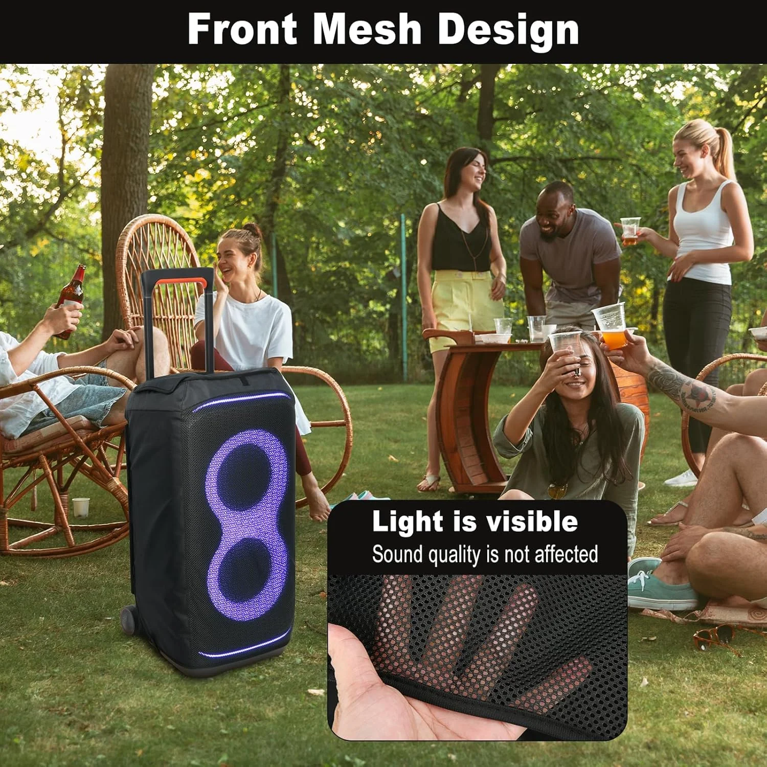 کاور توری لغزنده TXEsign برای اسپیکر قابل حمل JBL PartyBox Stage 320، سازگار، دسترسی آسان، امکان گوش دادن با کاور، شارژ و حمل آسان