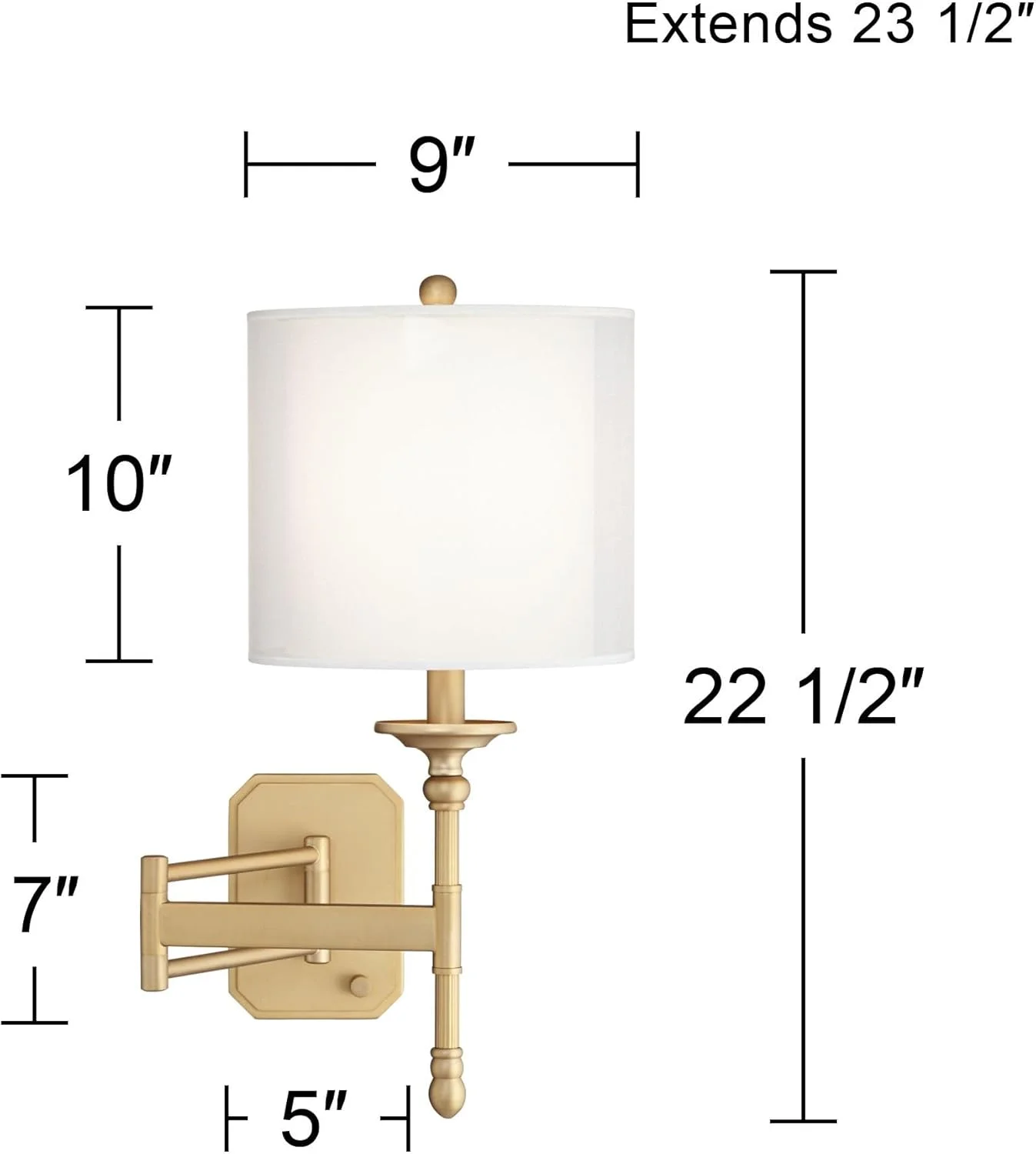چراغ دیواری مدرن شاخه ای با روکش برنجی عتیقه گرم، دارای شید ارگانزا بیرونی و شید سفید داخلی مناسب اتاق خواب