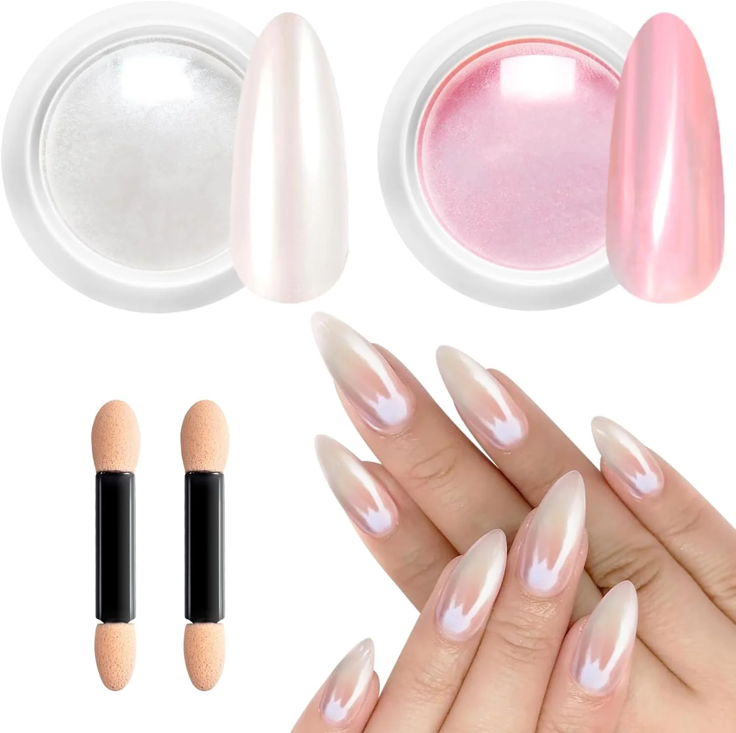 Pearl Chrome Nail Powder BISHENGYF -【Fairy Effect】 Pink Chrome Nail Powder White Pearlesent Aurora Mermaid Iridescent Nail Chrome Powder, Metallic Mirror Glitter Pigment Dust for Nail Art DIY 2PCS Pearl Chrome Nail Powder BISHENGYF -【Fairy Effect】 Pink Chrome Nail Powder White Pearlesent Aurora Mermaid Iridescent Nail Chrome Powder, Metallic Mirror Glitter Pigment Dust for Nail Art DIY 2PCS