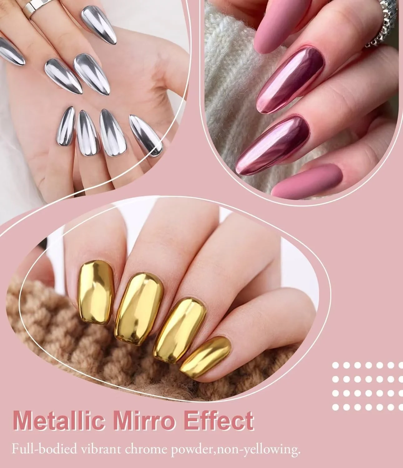 BISHENGYF Rose Gold Chrome Nail Powder【2024 Upgrade】 Metallic Holo Nail Chrome Powder【Super Mirror Effect】Shiny Nail Glitter Powder with Magic Mirror Effect for Nail Art Design Decoration BISHENGYF Rose Gold Chrome Nail Powder【2024 Upgrade】 Metallic Holo Nail Chrome Powder【Super Mirror Effect】Shiny Nail Glitter Powder with Magic Mirror Effect for Nail Art Design Decoration