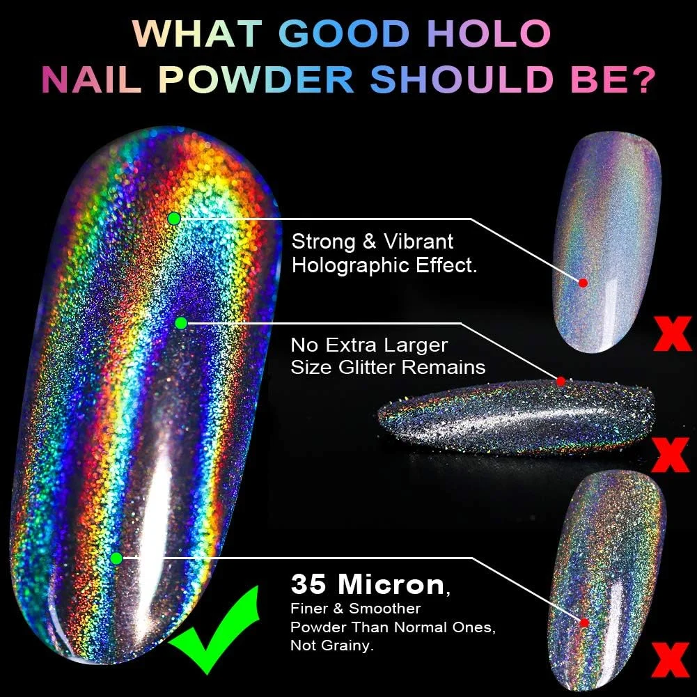 BELLEBOOST 2 Jars Holographic Nail Powder for Nails Chrome Nail Powder Rainbow Unicorn Mirror Effect Glitter Dust Multi Manicure Pigment Nail Art DIY Deco with 6PCS Sponge Toos BELLEBOOST 2 Jars Holographic Nail Powder for Nails Chrome Nail Powder Rainbow Unicorn Mirror Effect Glitter Dust Multi Manicure Pigment Nail Art DIY Deco with 6PCS Sponge Toos
