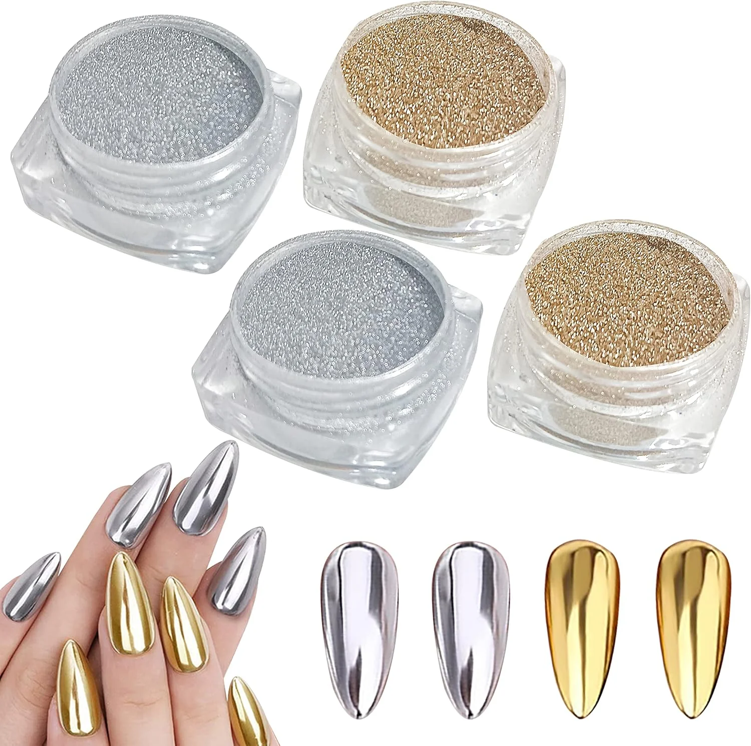 پودر کروم ناخن BPrettier طلایی نقره ای، 4 شیشه پودر کروم پری دریایی، پودرهای اکلیلی طراحی ناخن، جلوه آینه ای درخشان، پودر شفق قطبی برای هدیه دختران و زنان (طلایی و نقره ای) پودر کروم ناخن BPrettier طلایی نقره ای، 4 شیشه پودر کروم پری دریایی، پودرهای اکلیلی طراحی ناخن، جلوه آینه ای درخشان، پودر شفق قطبی برای هدیه دختران و زنان (طلایی و نقره ای)