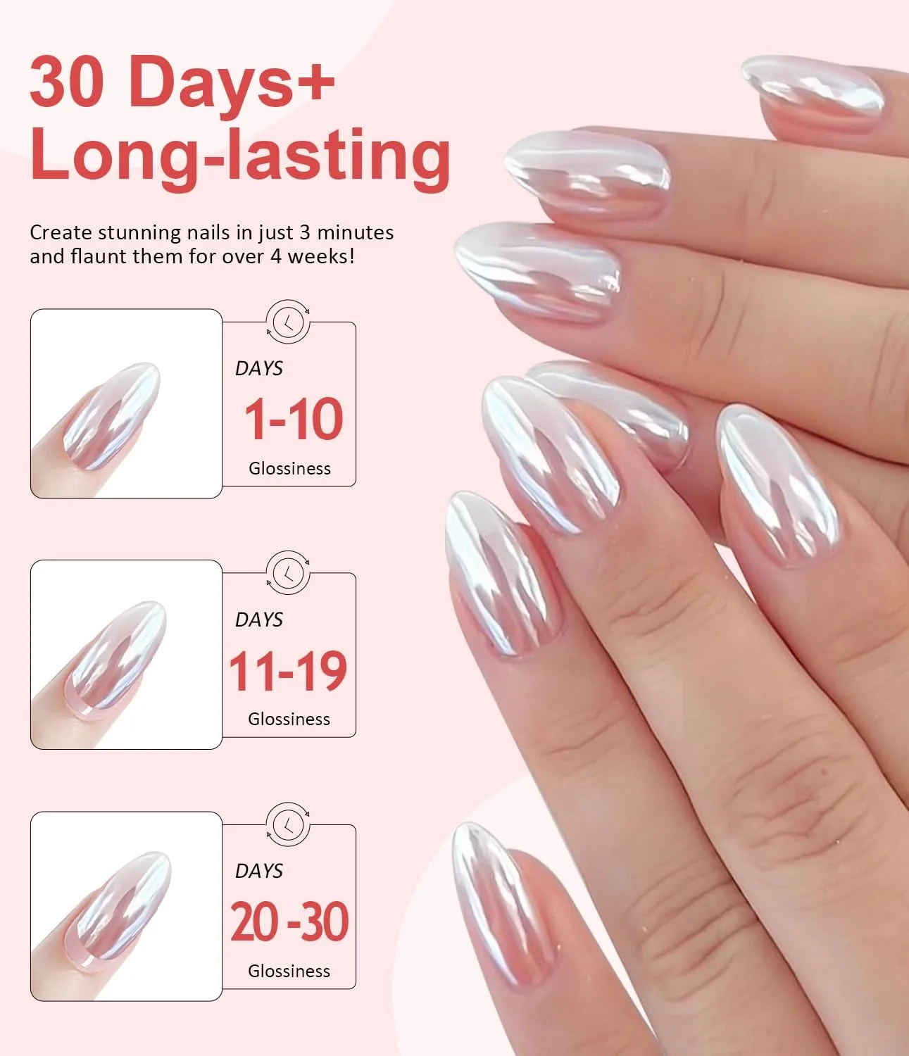 Pearl Chrome Nail Powder BISHENGYF -【Fairy Effect】 Pink Chrome Nail Powder White Pearlesent Aurora Mermaid Iridescent Nail Chrome Powder, Metallic Mirror Glitter Pigment Dust for Nail Art DIY 2PCS Pearl Chrome Nail Powder BISHENGYF -【Fairy Effect】 Pink Chrome Nail Powder White Pearlesent Aurora Mermaid Iridescent Nail Chrome Powder, Metallic Mirror Glitter Pigment Dust for Nail Art DIY 2PCS