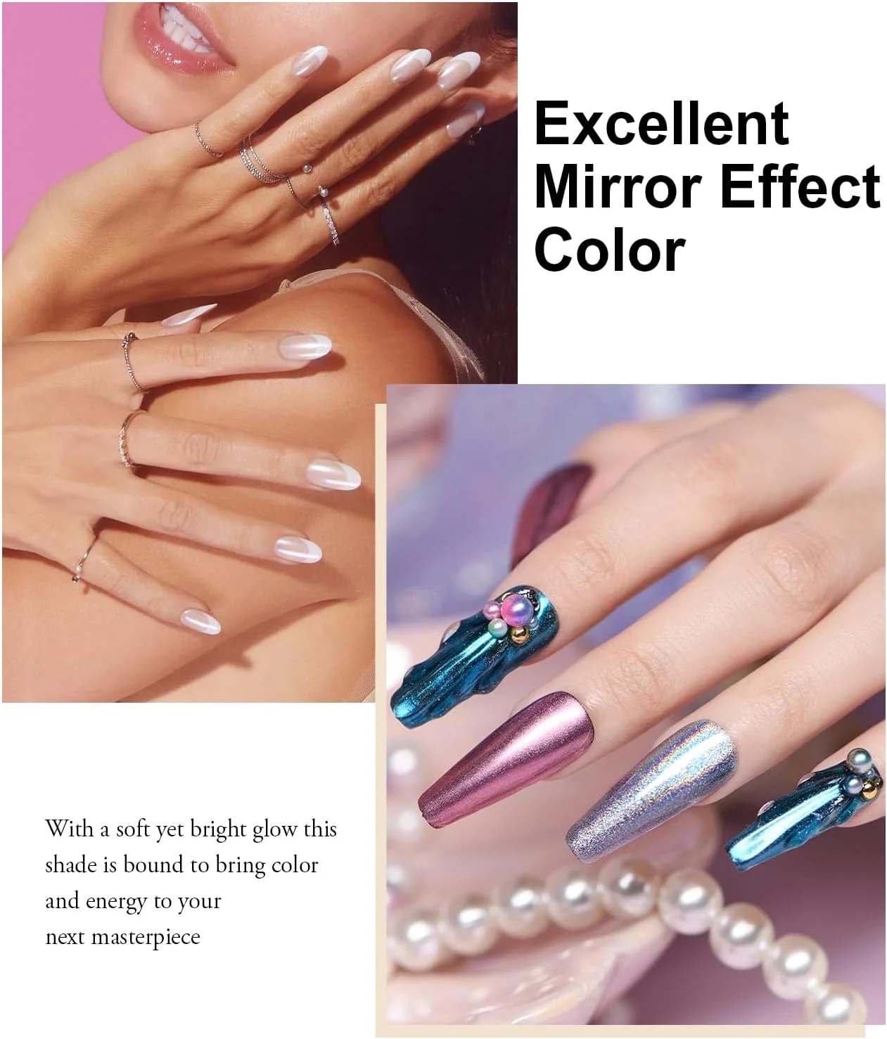 BISHENGYF Chrome Nail Powder Set - 24 Colours Upgrade Chrome Powder Nails, Metallic Mirror Effect & Aurora Laser Nail Art Powder Glitter Manicure Decoration Powder with Sponge Sticks BISHENGYF Chrome Nail Powder Set - 24 Colours Upgrade Chrome Powder Nails, Metallic Mirror Effect & Aurora Laser Nail Art Powder Glitter Manicure Decoration Powder with Sponge Sticks