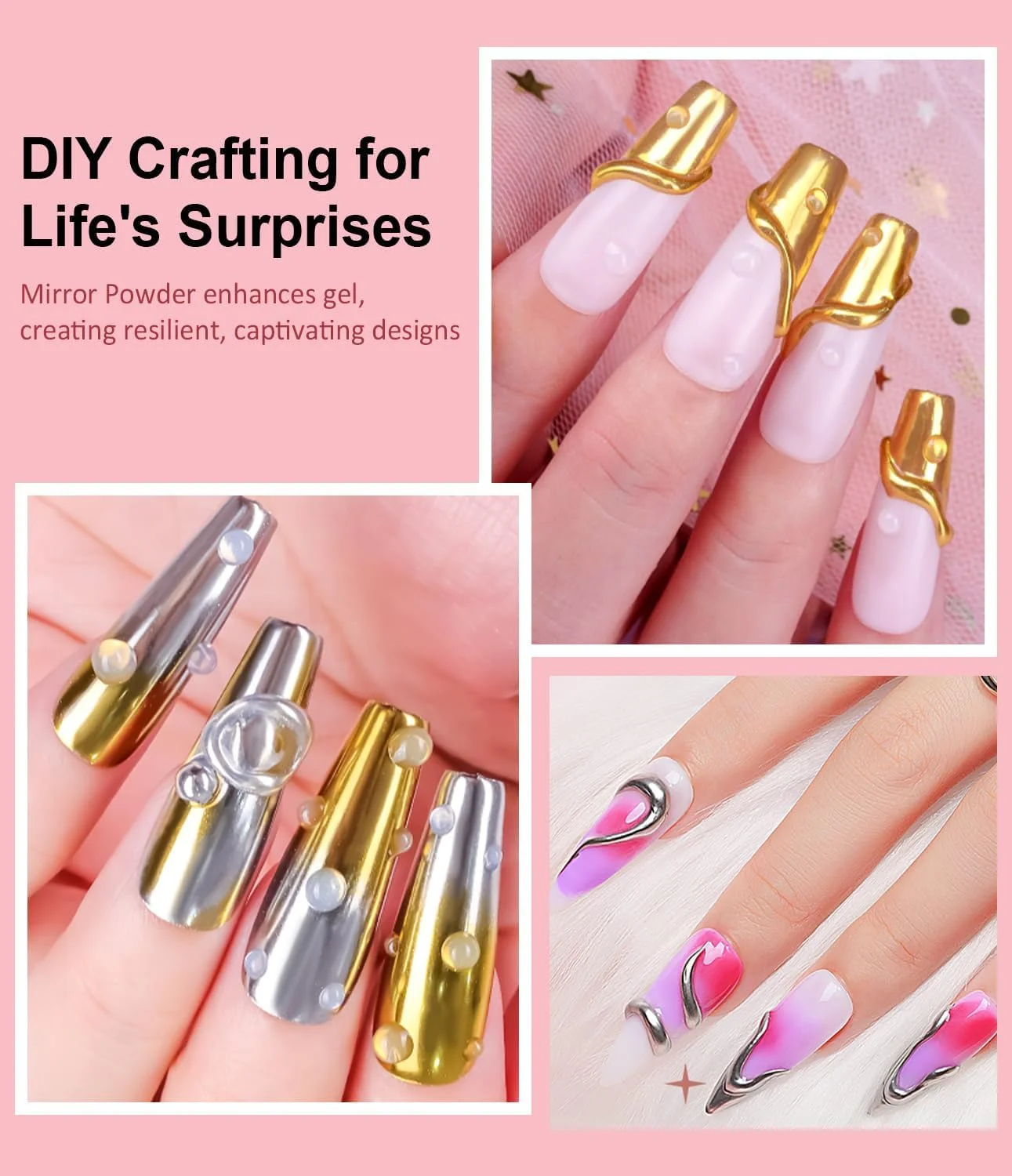 BISHENGYF Rose Gold Chrome Nail Powder【2024 Upgrade】 Metallic Holo Nail Chrome Powder【Super Mirror Effect】Shiny Nail Glitter Powder with Magic Mirror Effect for Nail Art Design Decoration BISHENGYF Rose Gold Chrome Nail Powder【2024 Upgrade】 Metallic Holo Nail Chrome Powder【Super Mirror Effect】Shiny Nail Glitter Powder with Magic Mirror Effect for Nail Art Design Decoration