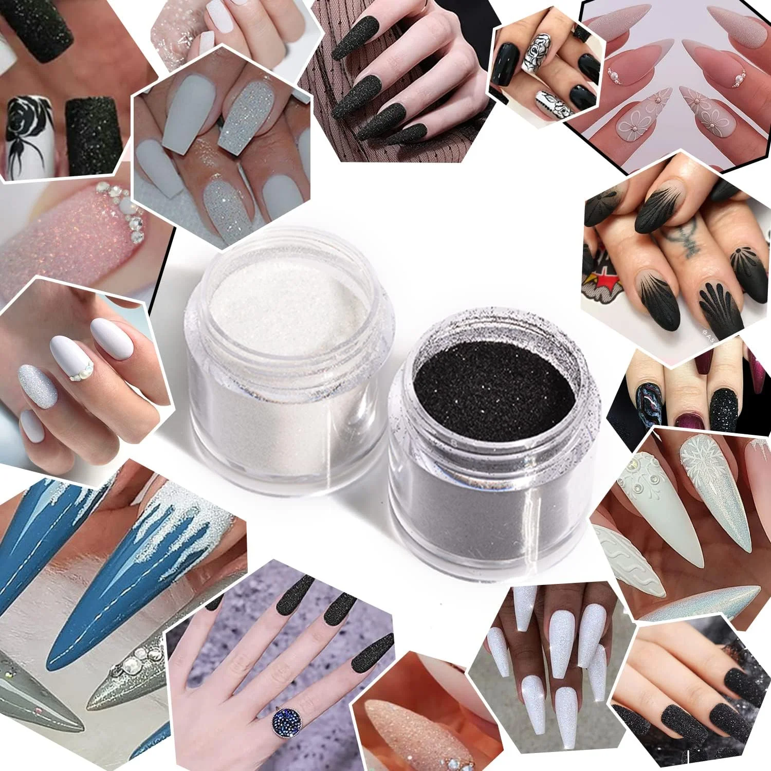 پودر اکلیل ناخن سفید مشکی BAIYIYI، 2 شیشه پودر اکلیل پوشش آب نباتی با جلوه شکر درخشان، تزئین ناخن DIY، نکات مانیکور، صنایع دستی آرایشی با اپلیکاتورهای اسفنجی پودر اکلیل ناخن سفید مشکی BAIYIYI، 2 شیشه پودر اکلیل پوشش آب نباتی با جلوه شکر درخشان، تزئین ناخن DIY، نکات مانیکور، صنایع دستی آرایشی با اپلیکاتورهای اسفنجی